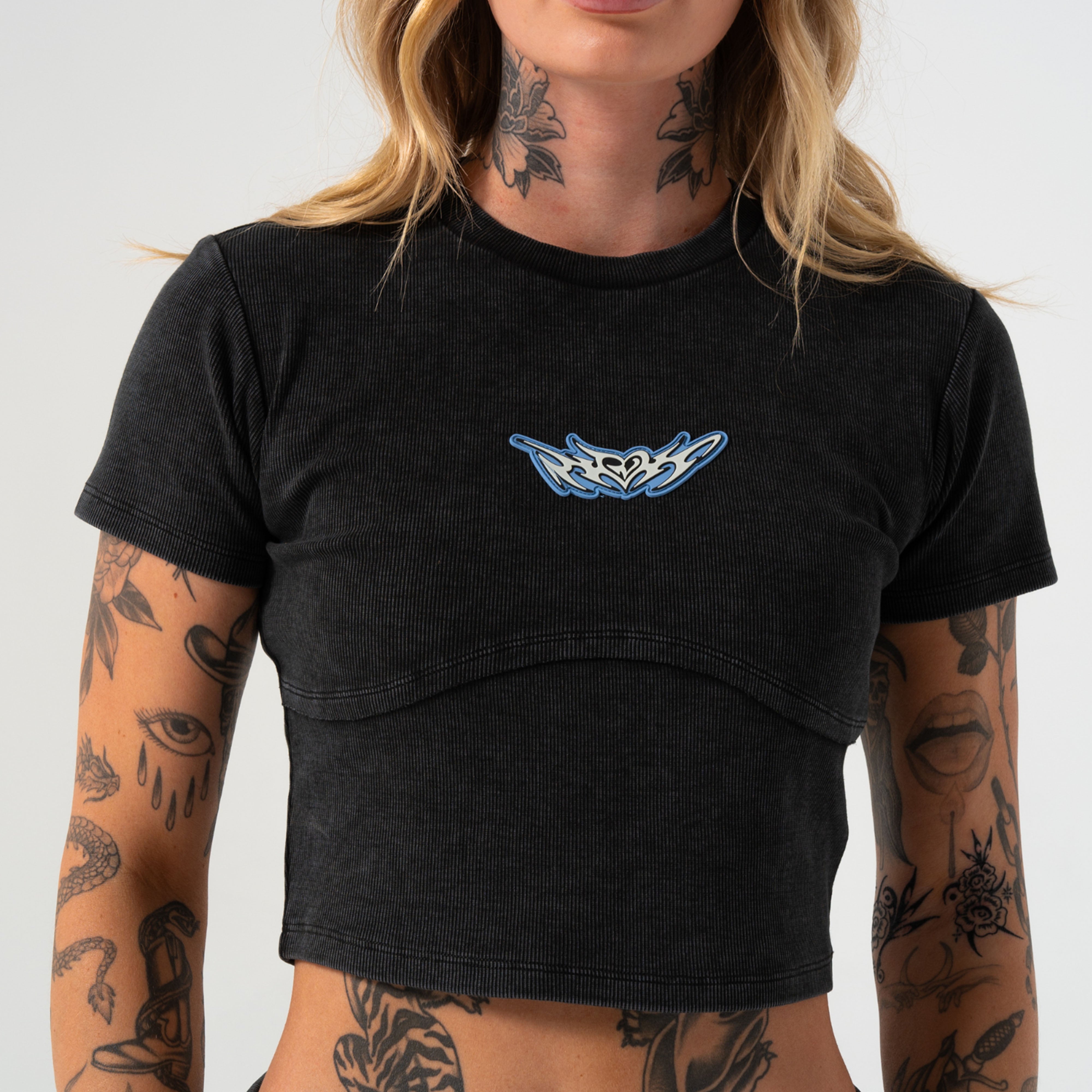 RIPNDIP DND Cropped Baby Tee (Black Vintage)