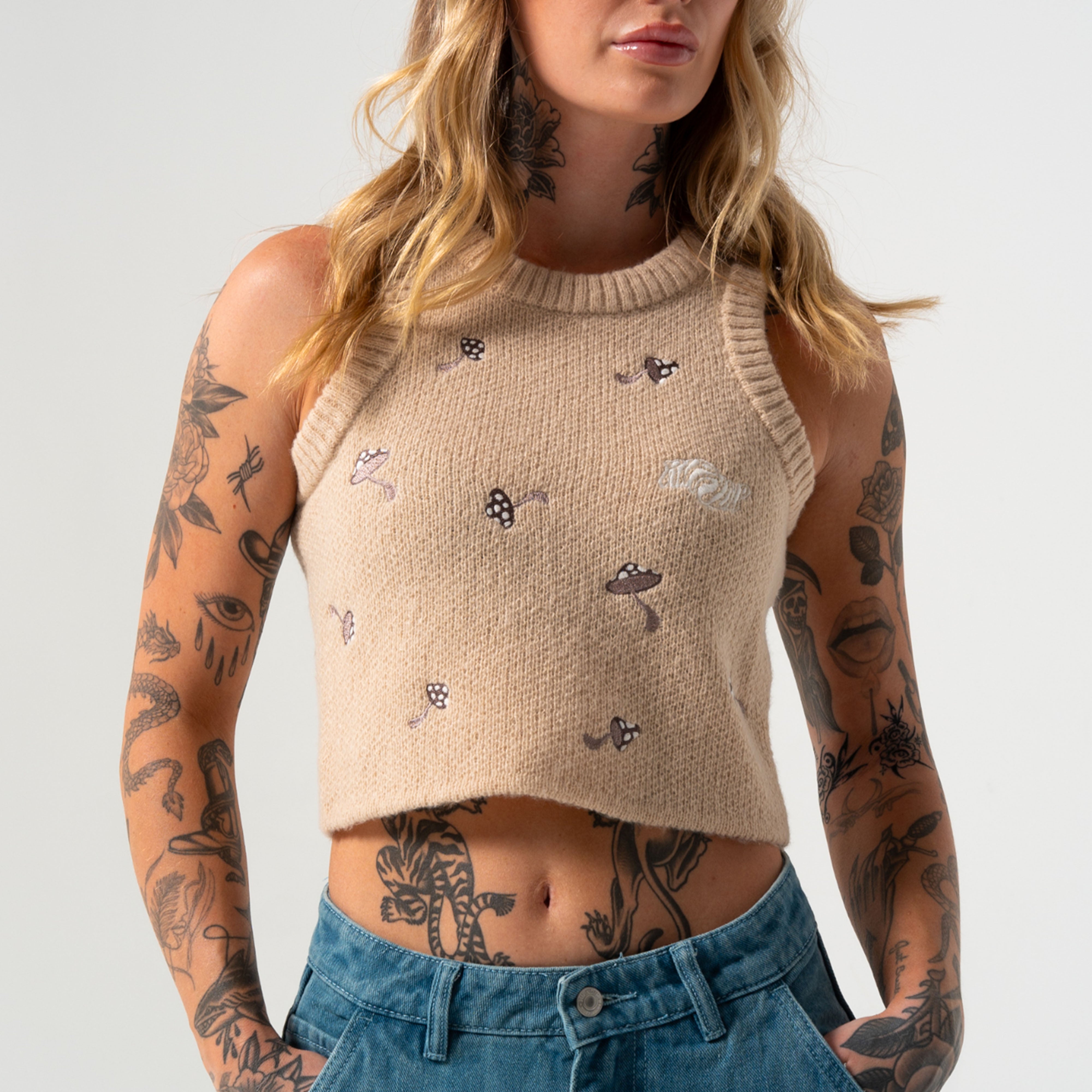 RIPNDIP Euphoria Knit Crop Top (Off White)