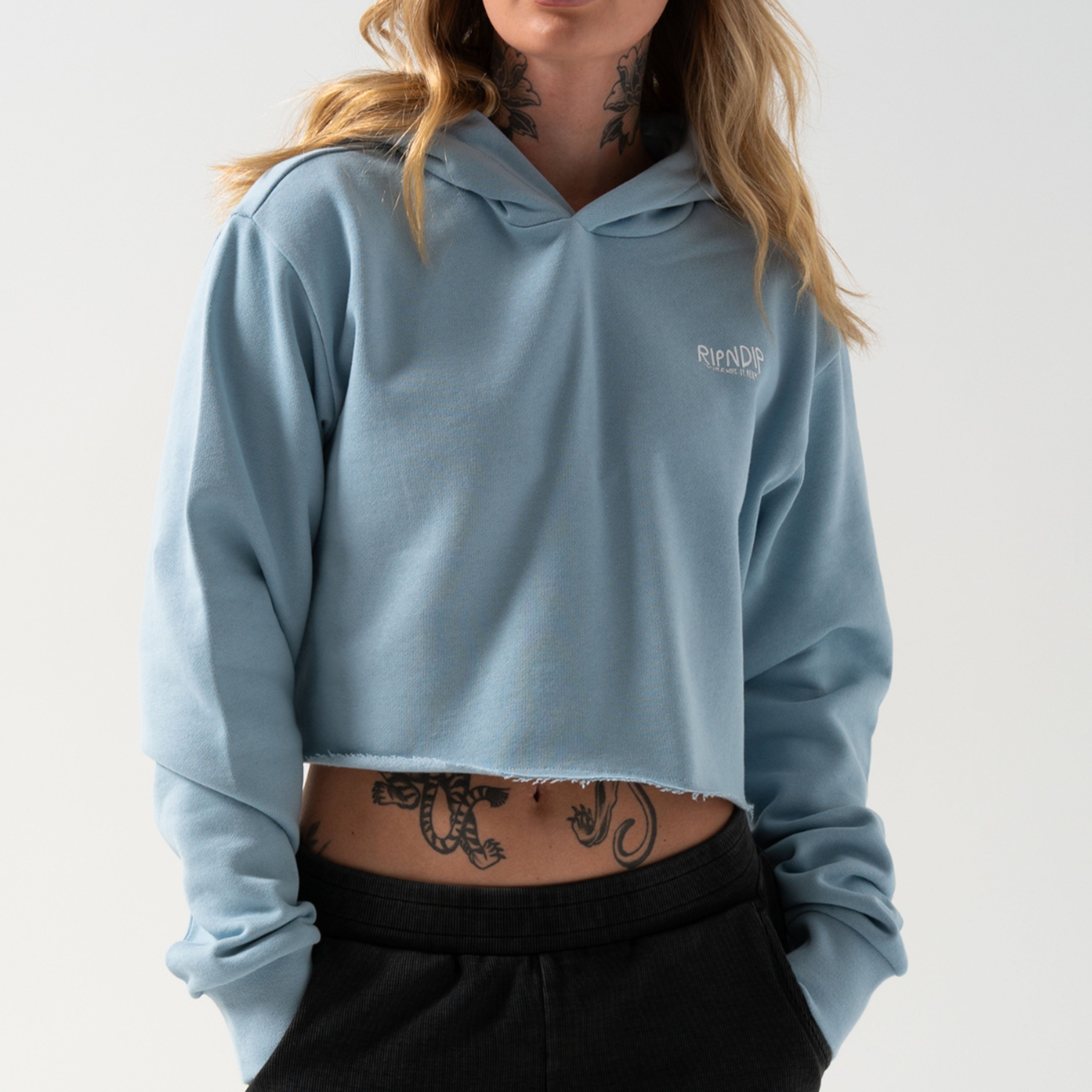 RIPNDIP Great Wave Cropped Hoodie (Powder Blue)