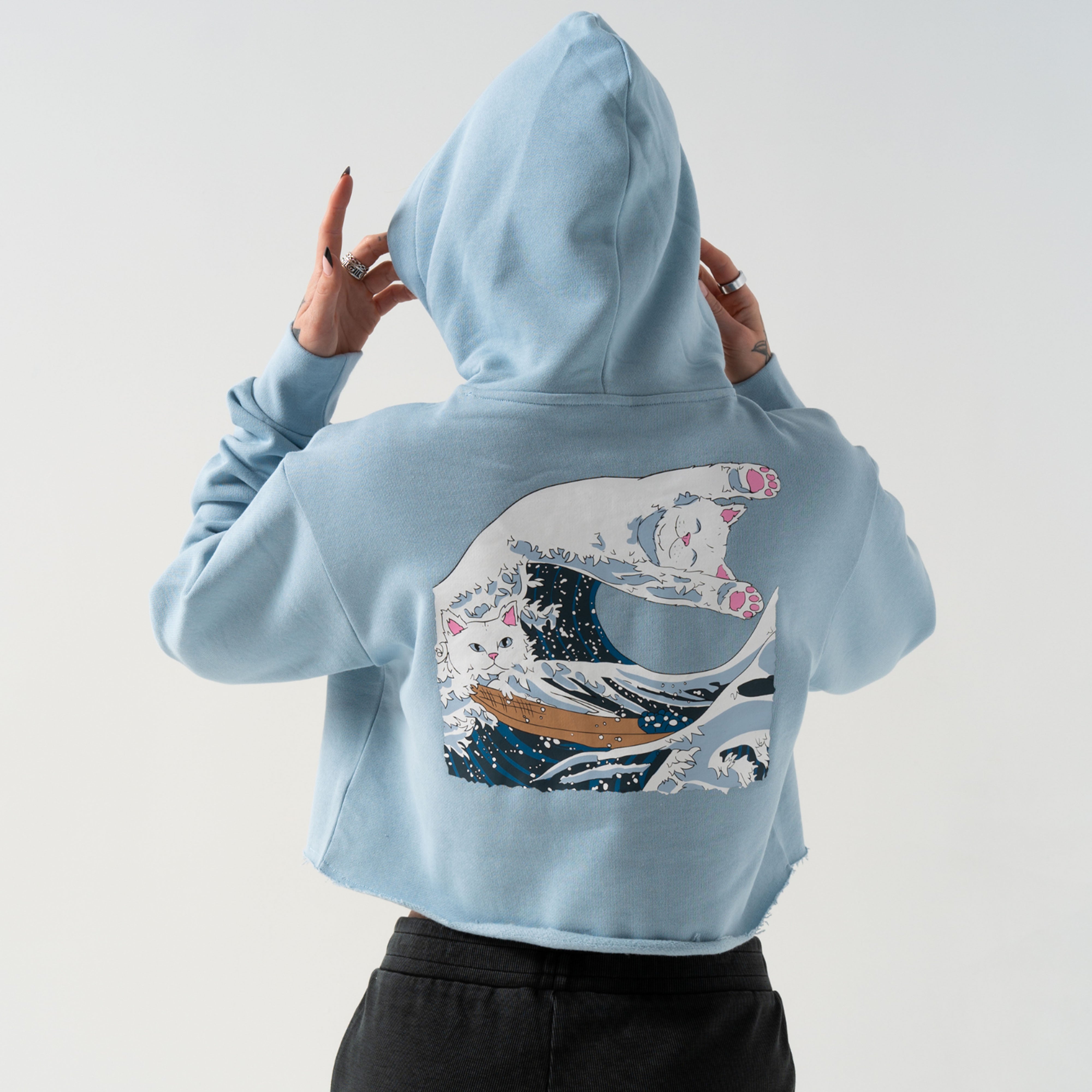 RIPNDIP Great Wave Cropped Hoodie (Powder Blue)