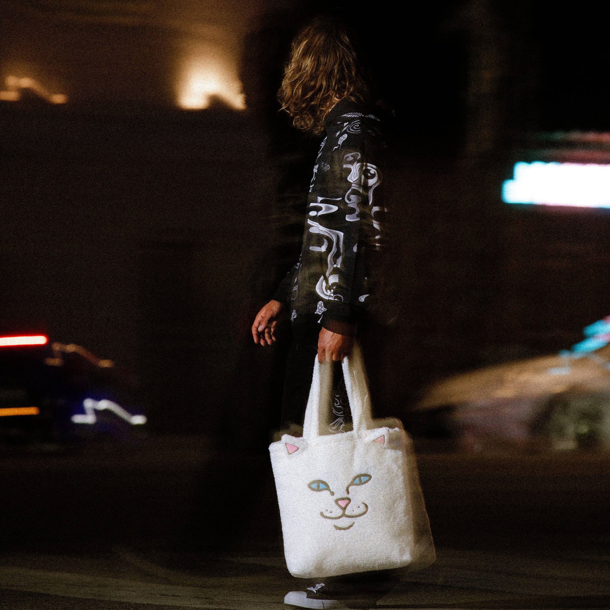 RIPNDIP Lord Nermal Fluffy Tote  (White)