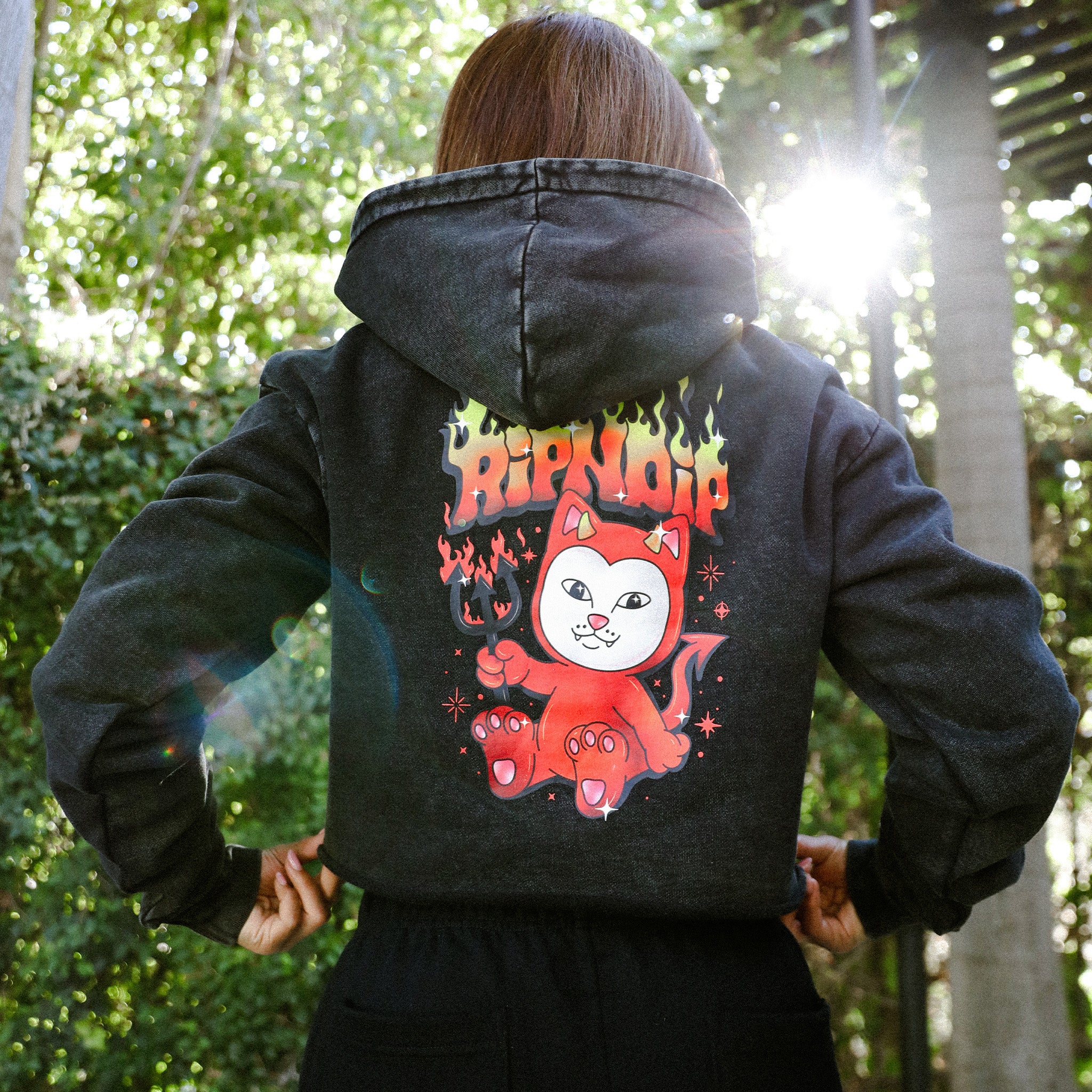 RIPNDIP Scary Cute Cropped Hoodie (Black Wash)