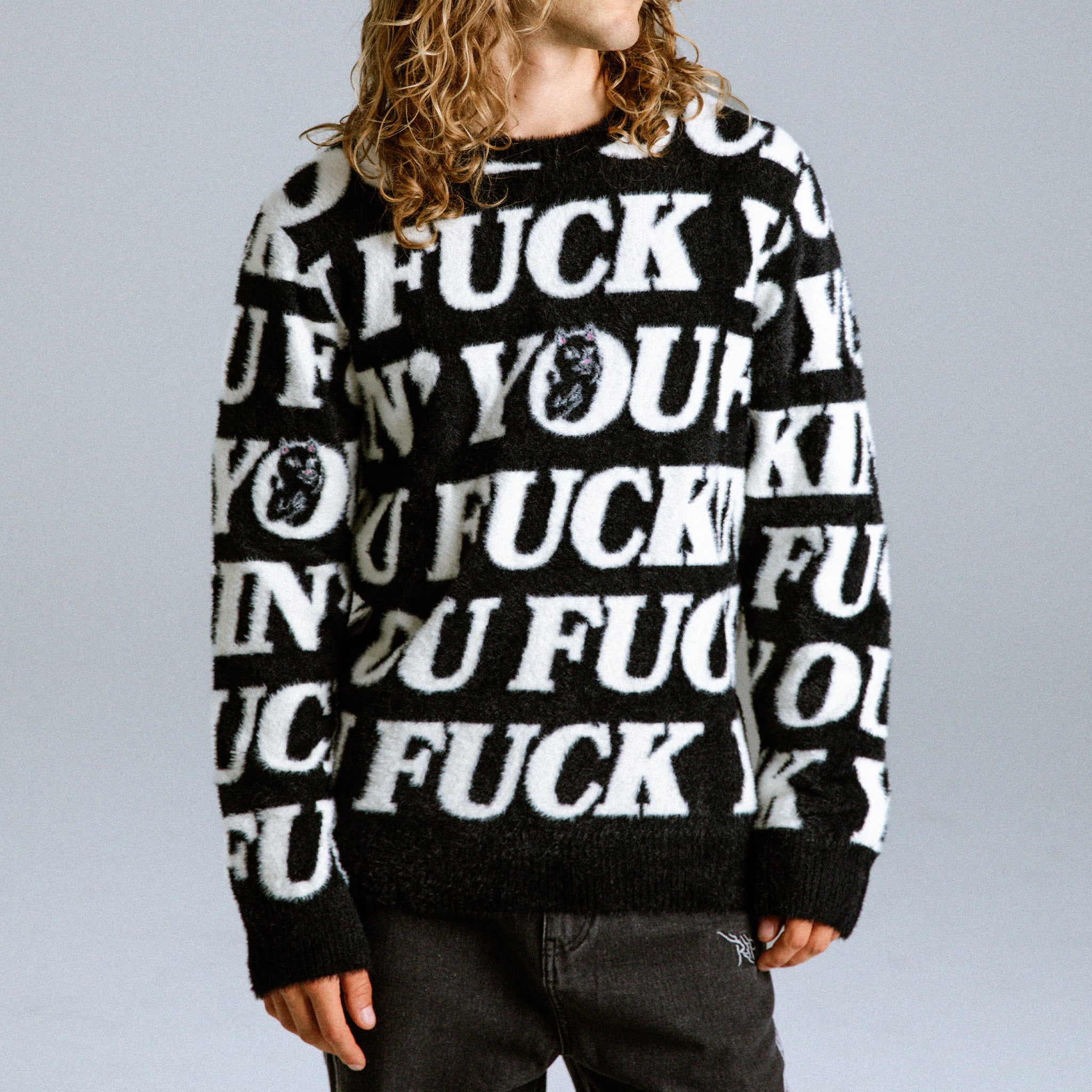 388060 Fuckin Fuck Mohair Sweater (Black)