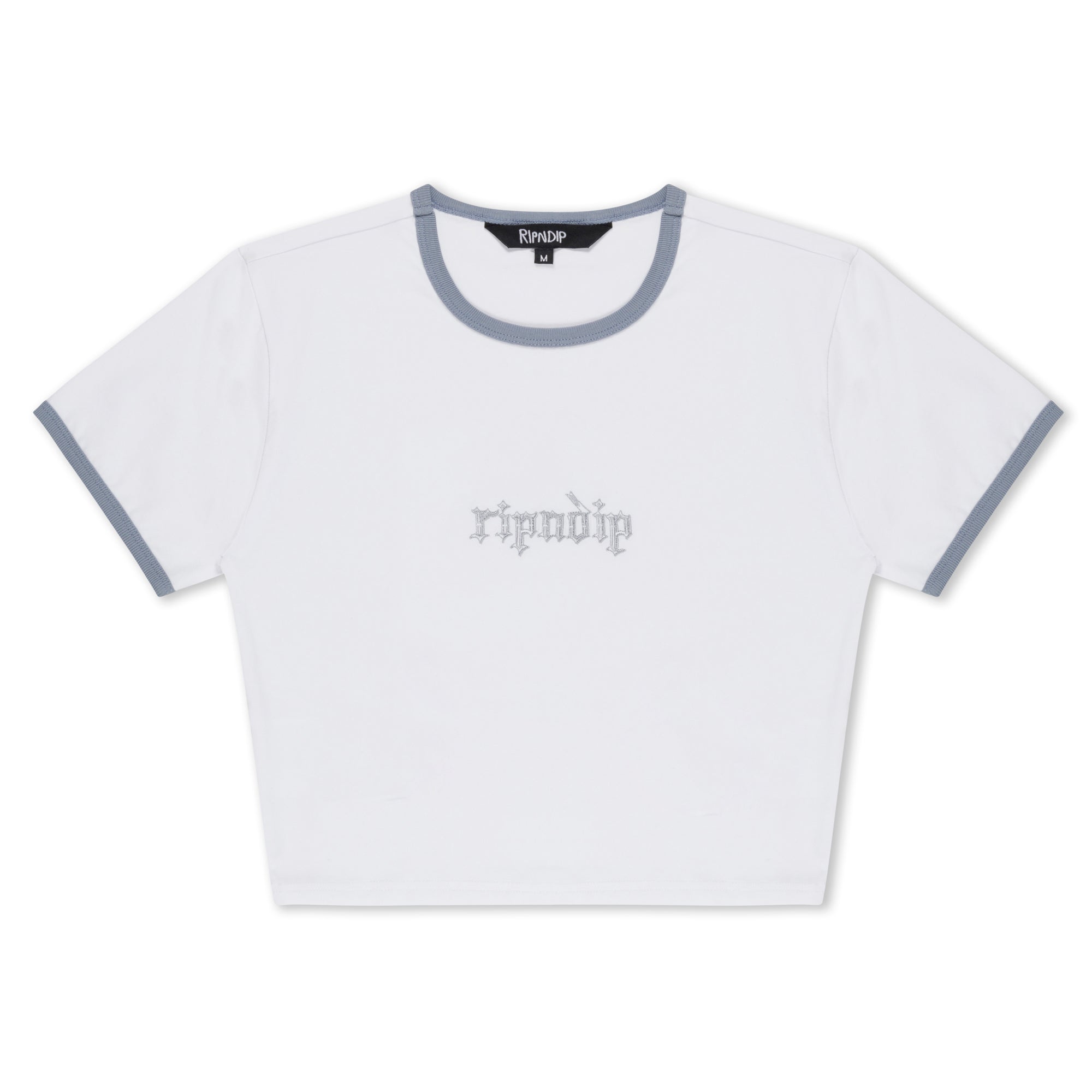 RIPNDIP Los Feliz Cropped Ringer Tee (White/Grey)