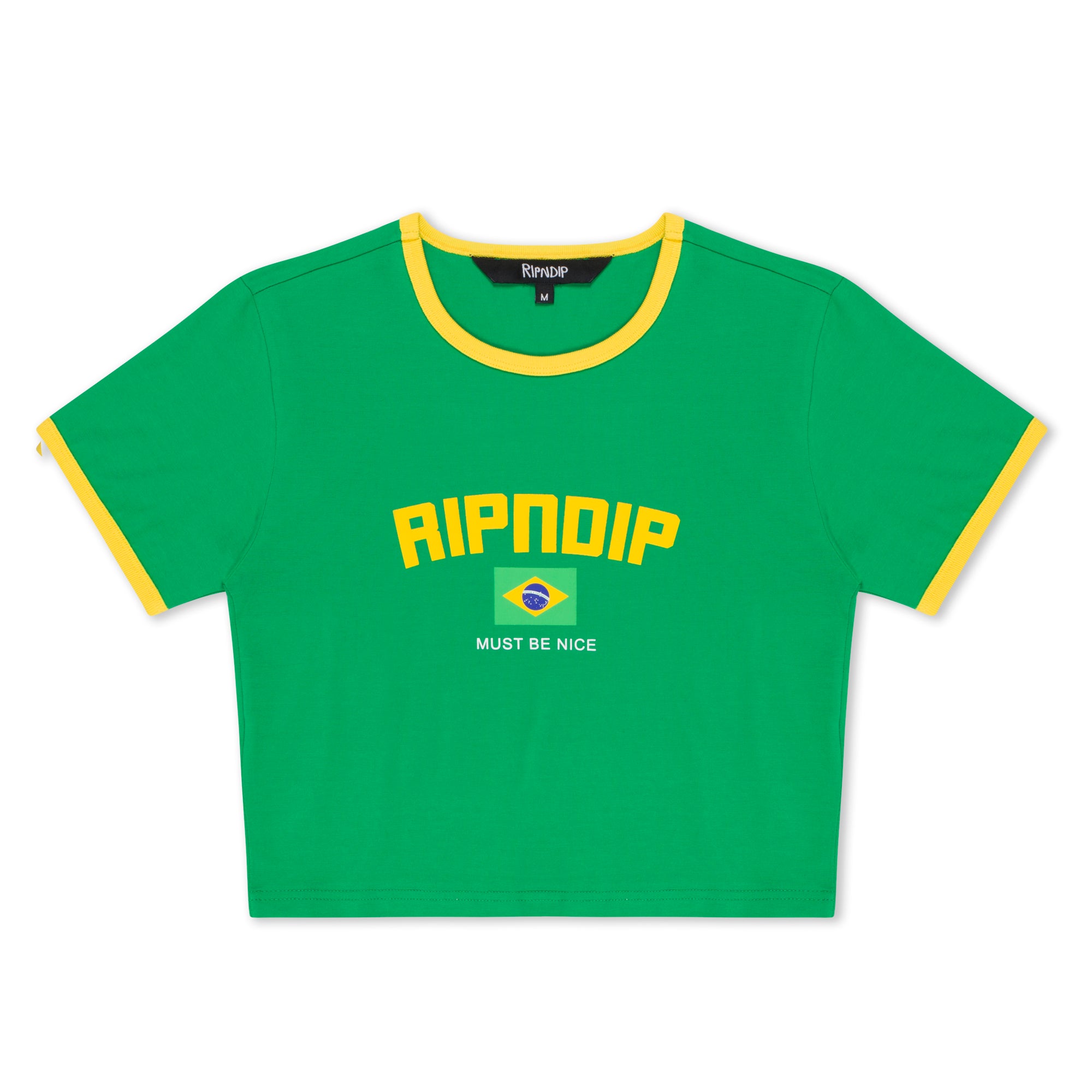 RIPNDIP Brazil Cropped Ringer Tee (Green/Yellow)