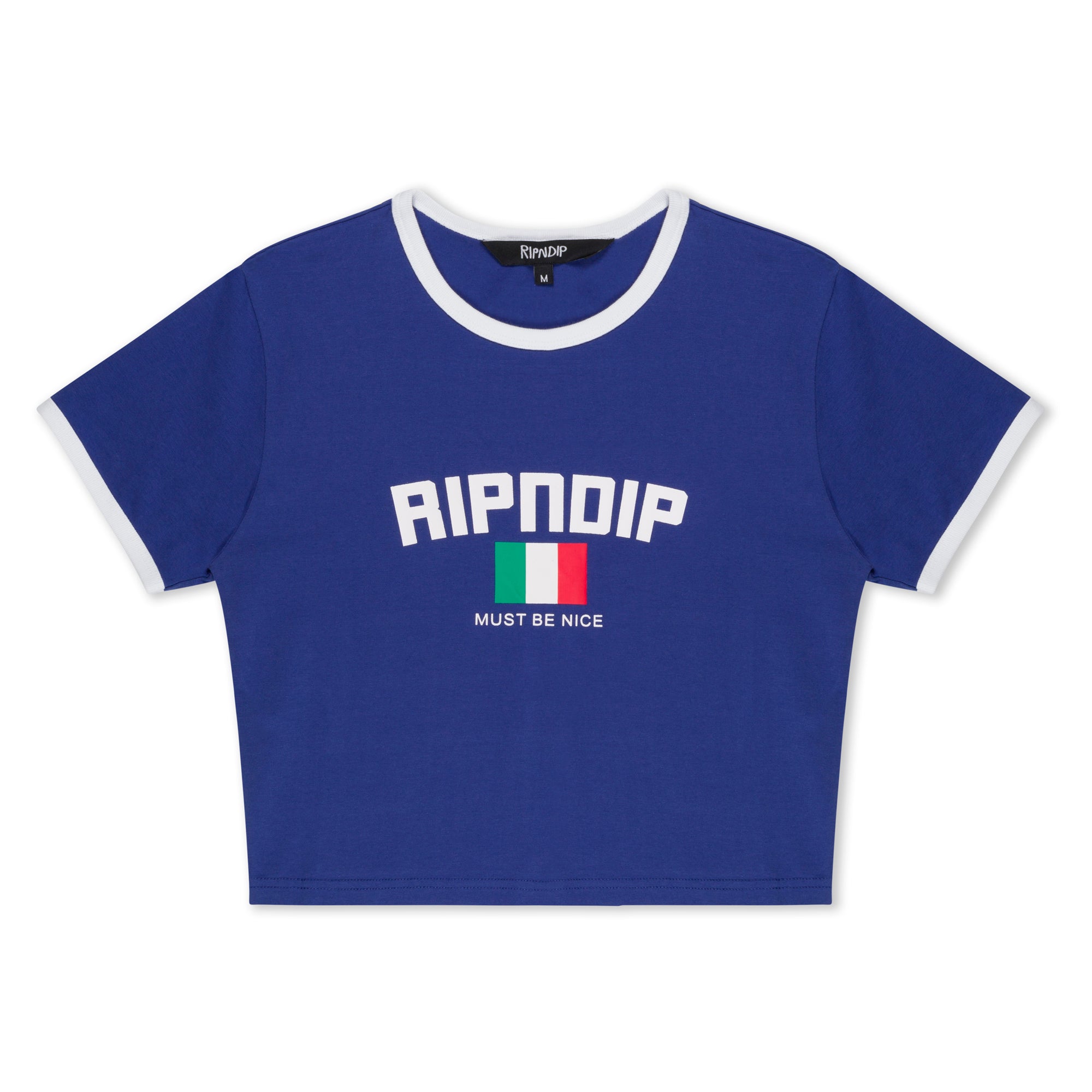 RIPNDIP Italy Cropped Ringer Tee (Navy/White)