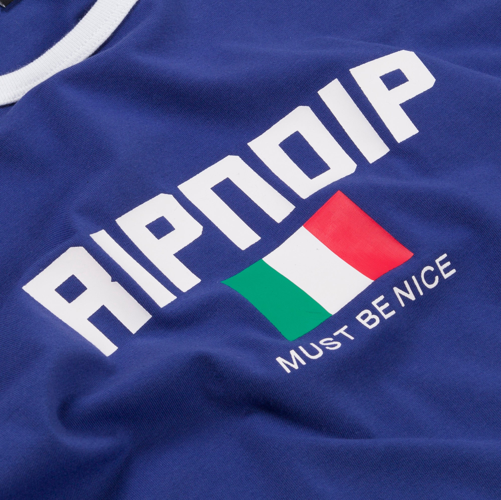 RIPNDIP Italy Cropped Ringer Tee (Navy/White)