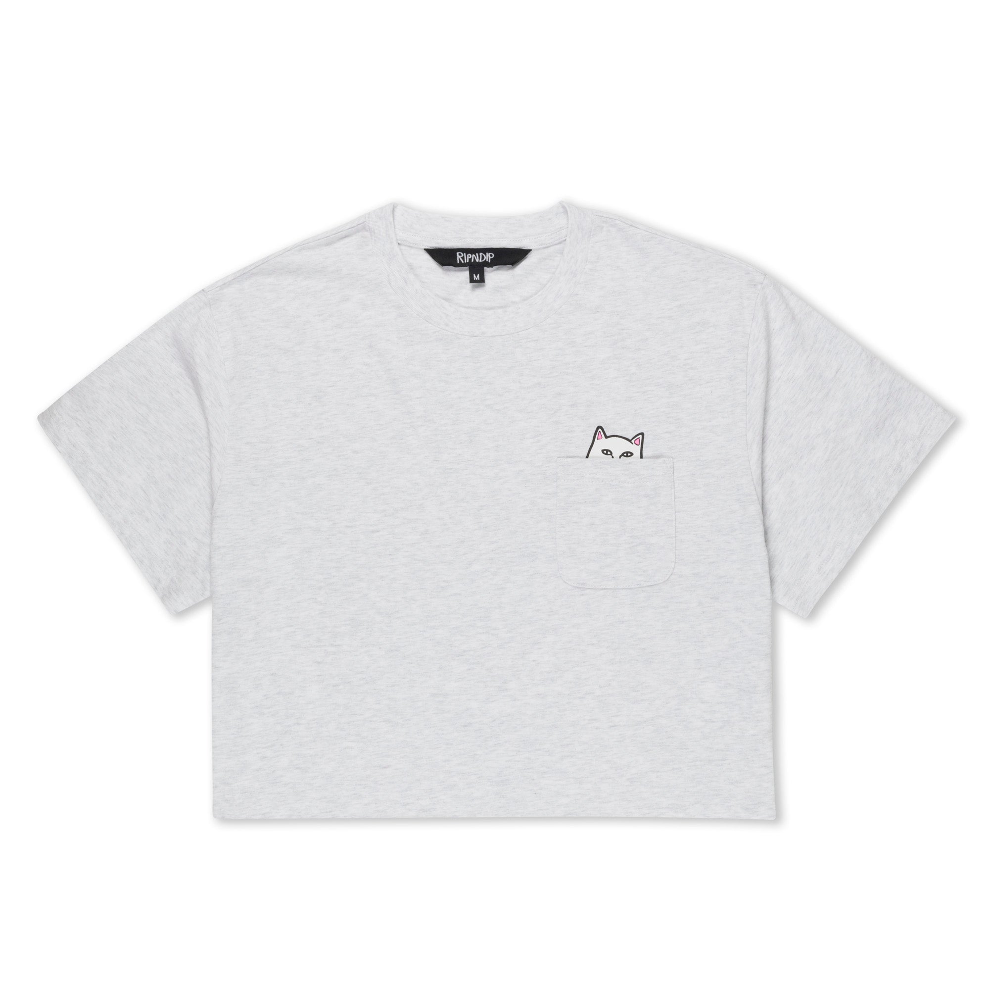 RIPNDIP Lord Nermal Cropped Baby Pocket Tee (Ash Heather)