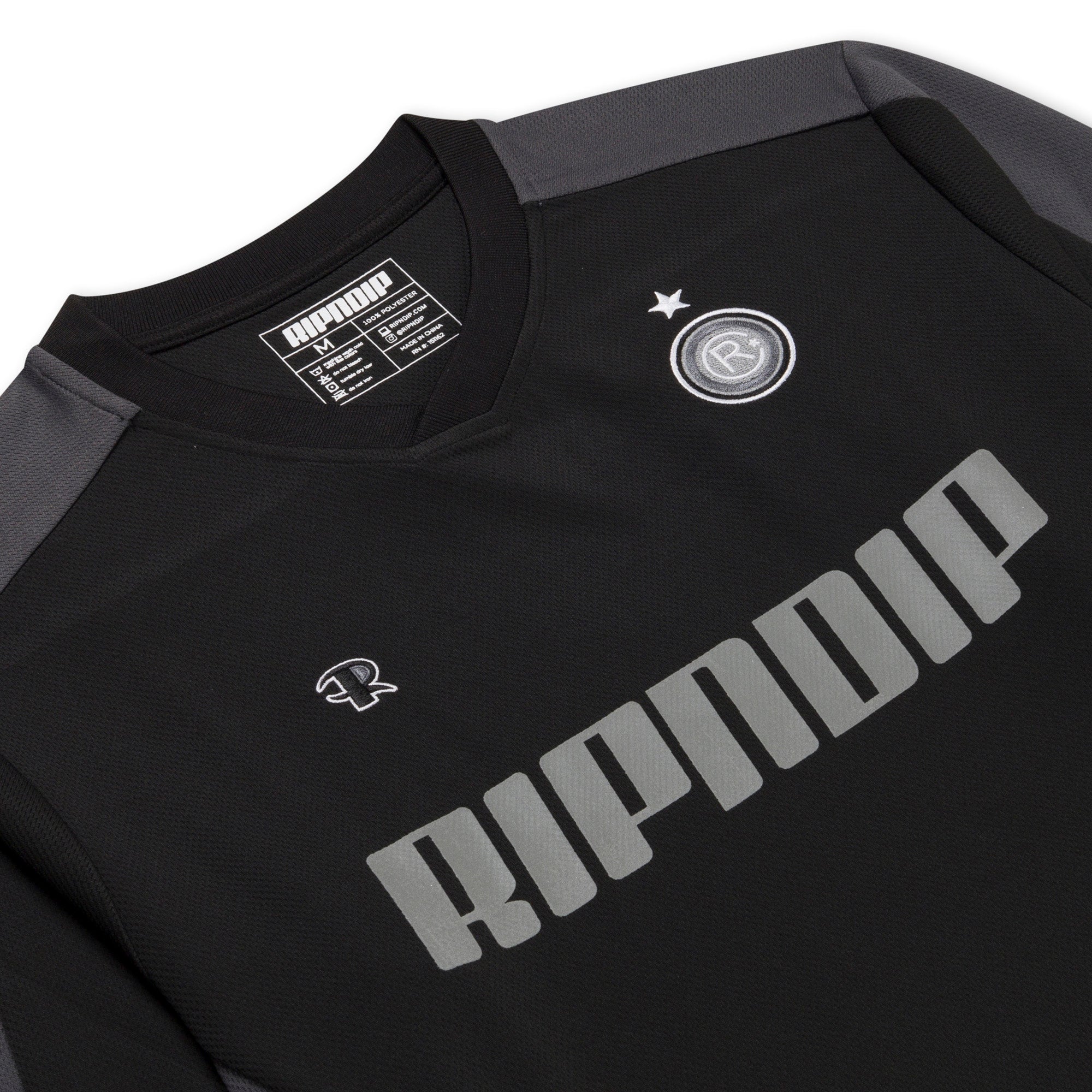 RIPNDIP RIPNDIP FC Long Sleeve Soccer Jersey (Black / Charcoal)