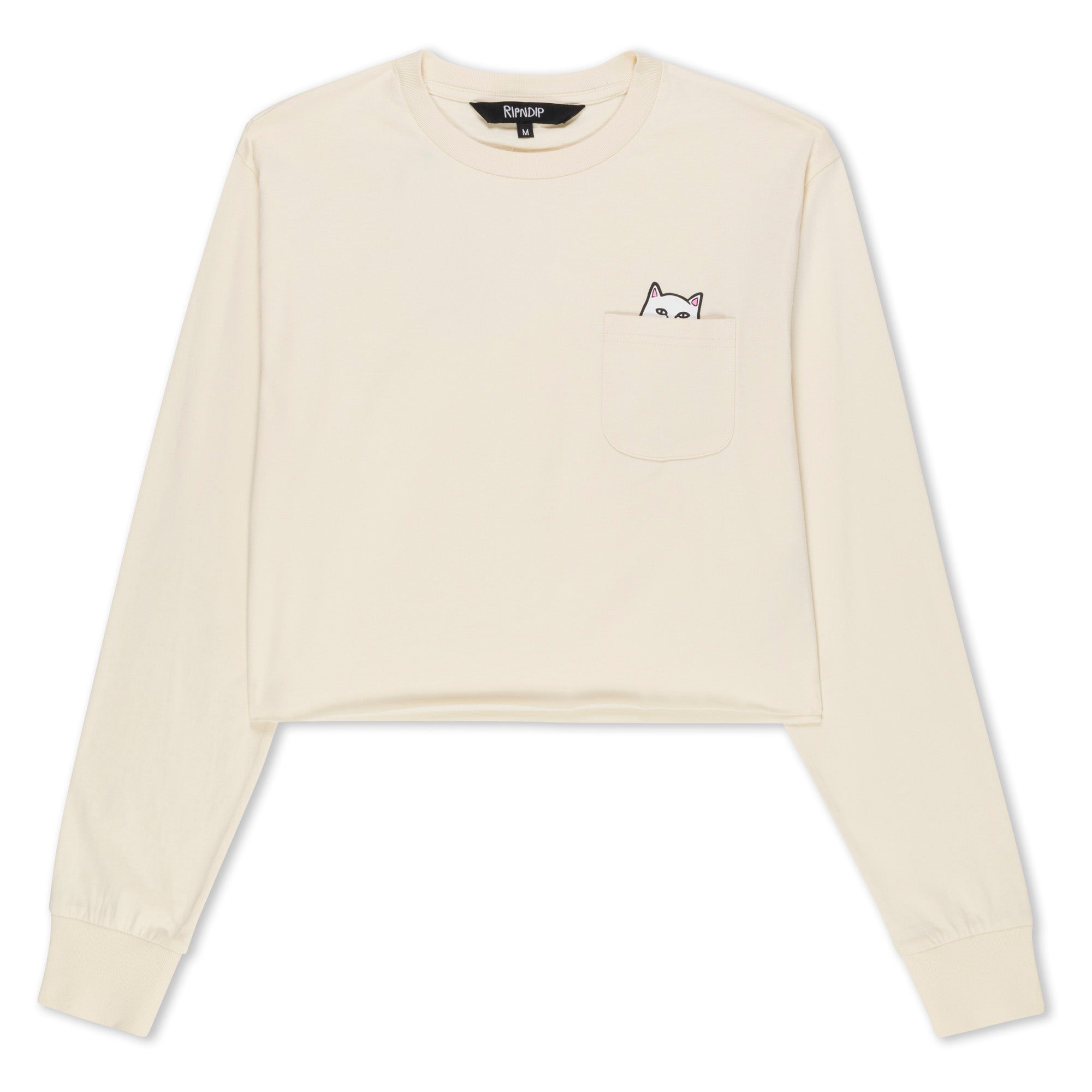 RIPNDIP Lord Nermal Cropped Long Sleeve Pocket Tee (Natural)