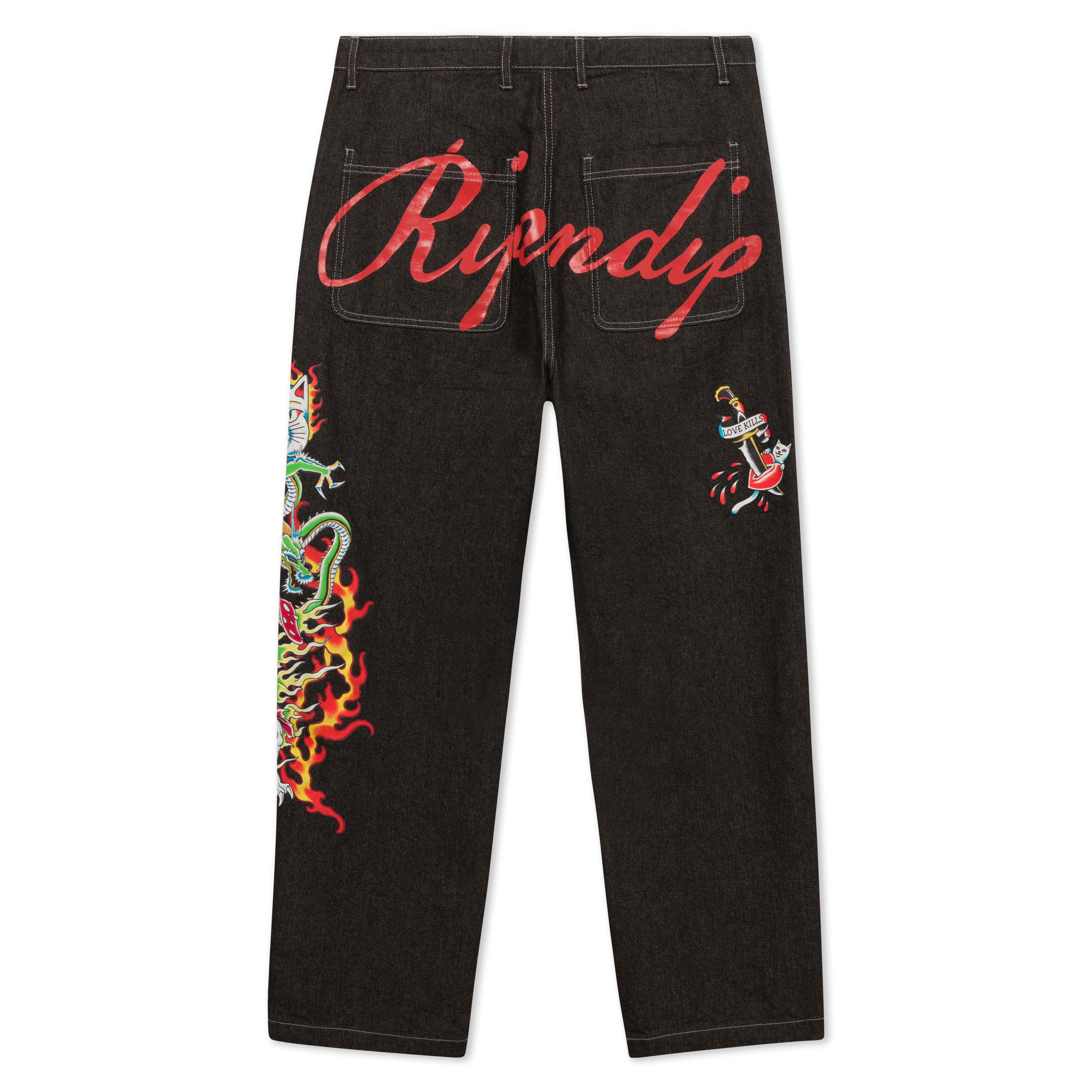 RIPNDIP InkEd Wide Fit Denim Pants (Black)