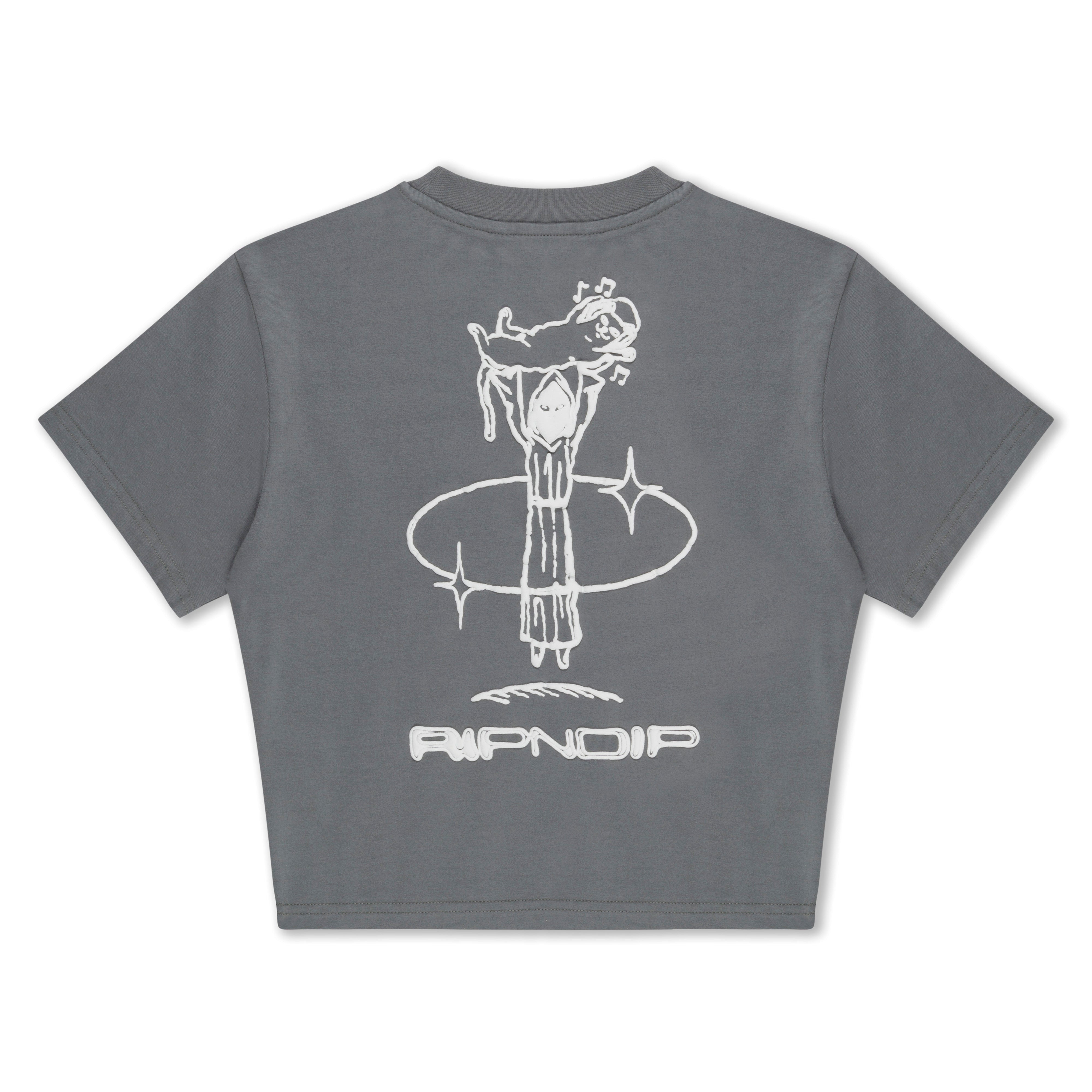 RIPNDIP Saturn Cropped Baby Tee (Charcoal)