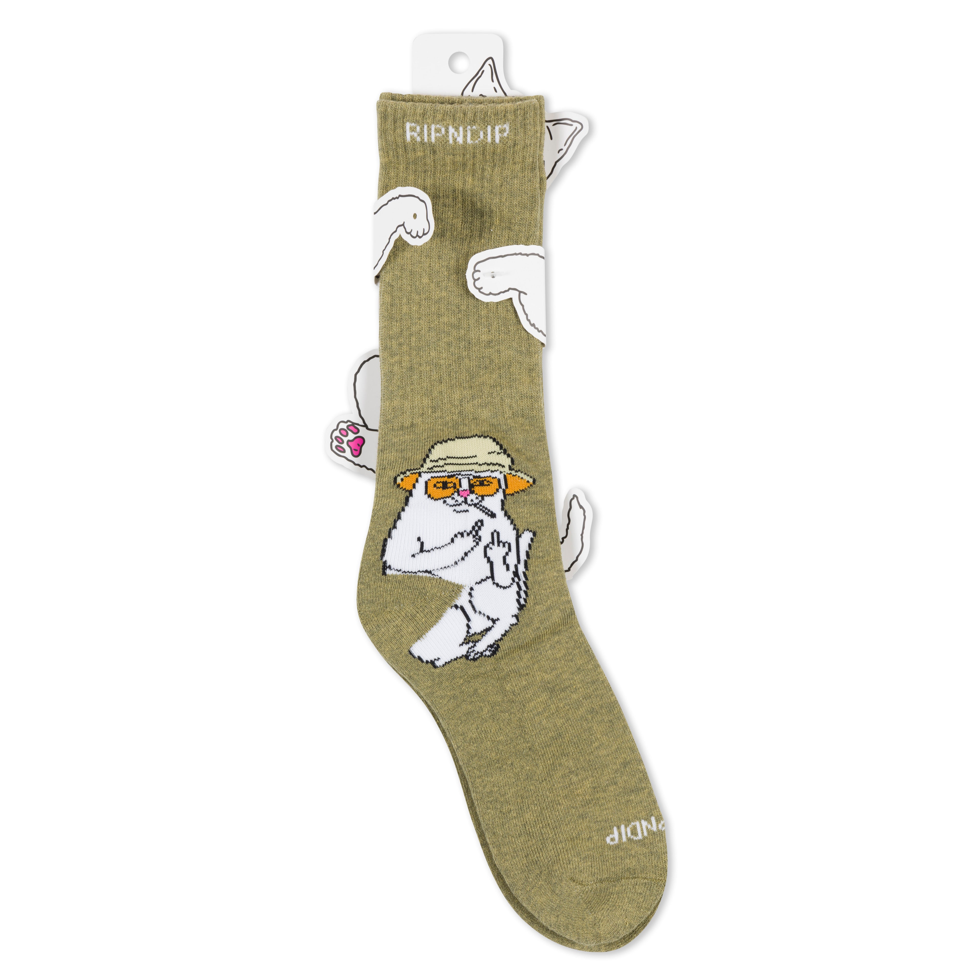 RIPNDIP Nermal S Thompson Socks (Heather Olive)