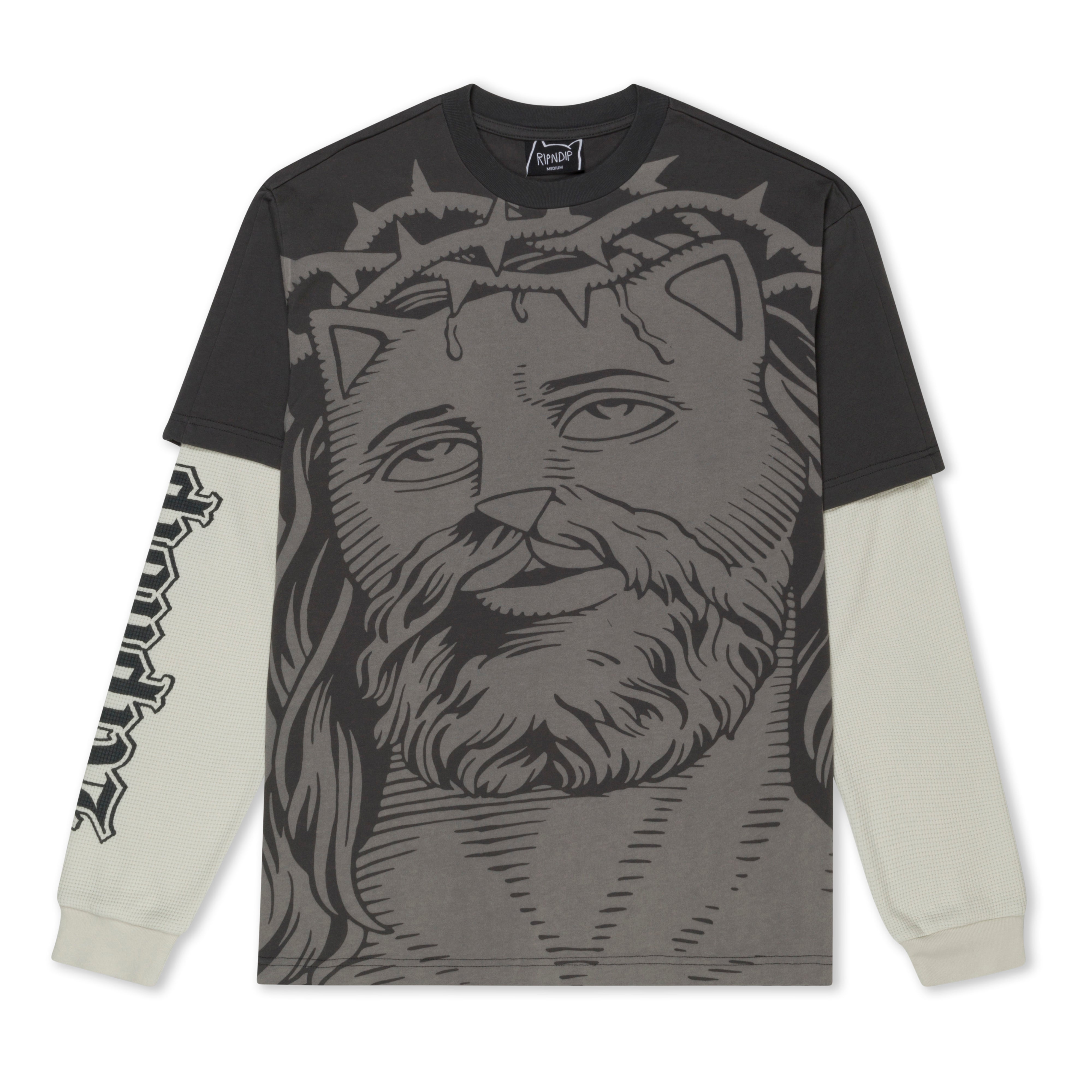 RIPNDIP Lord Savior Double Long Sleeve Tee (Dark Charcoal)