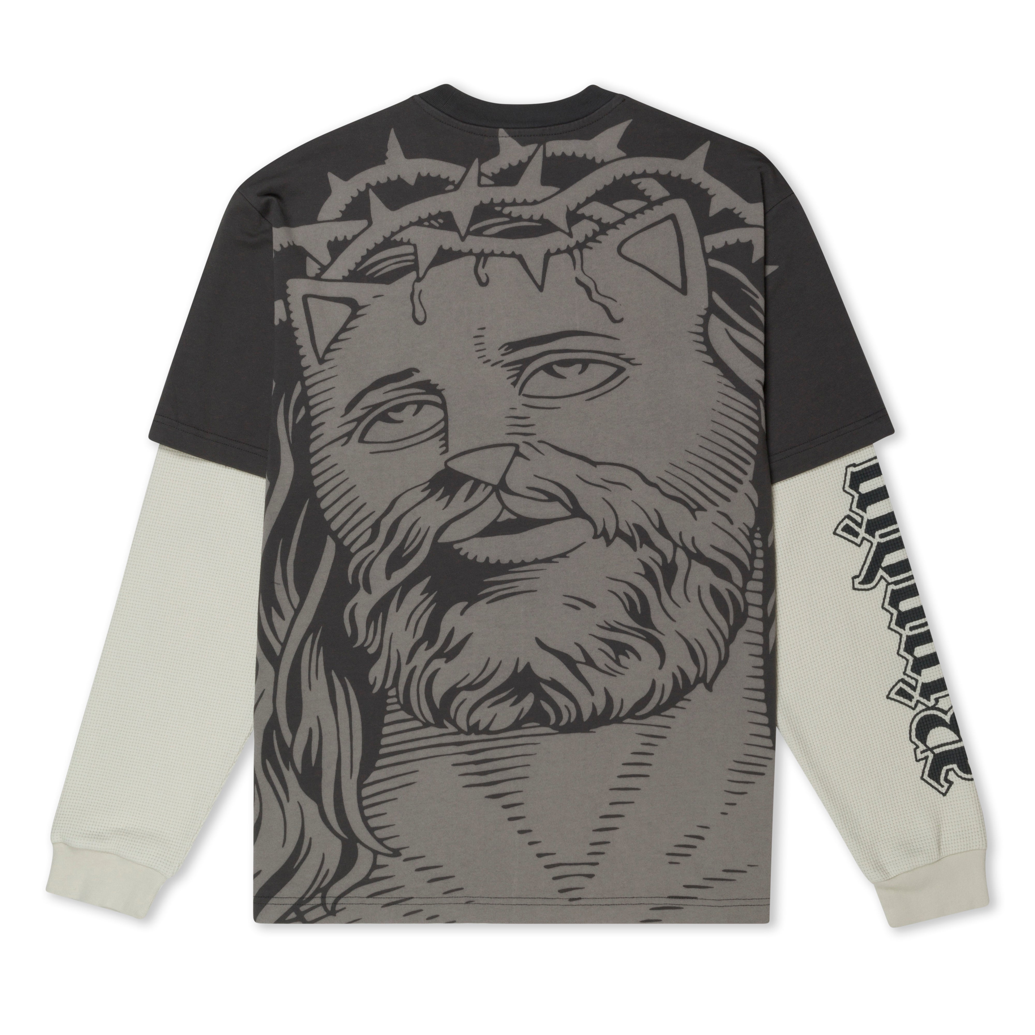 RIPNDIP Lord Savior Double Long Sleeve Tee (Dark Charcoal)