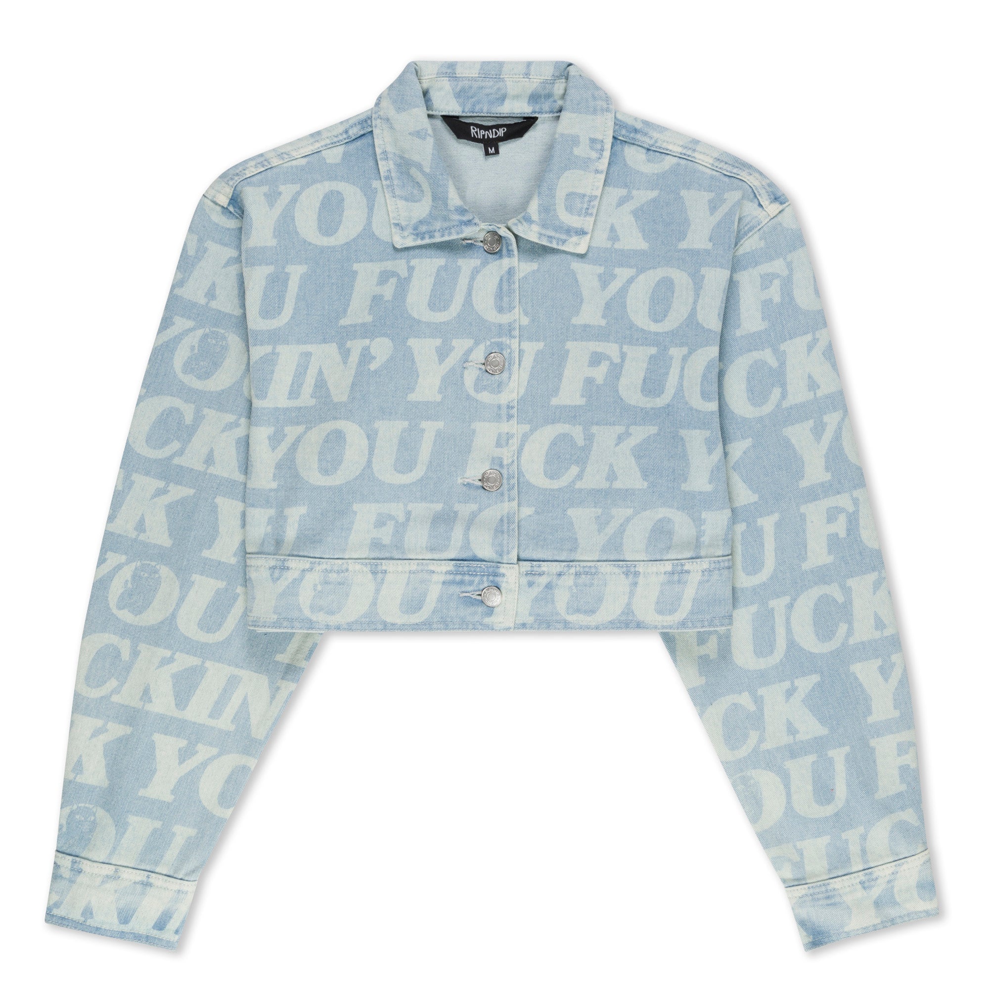 RIPNDIP Fuckin Fuck Cropped Denim Jacket (Light Wash)