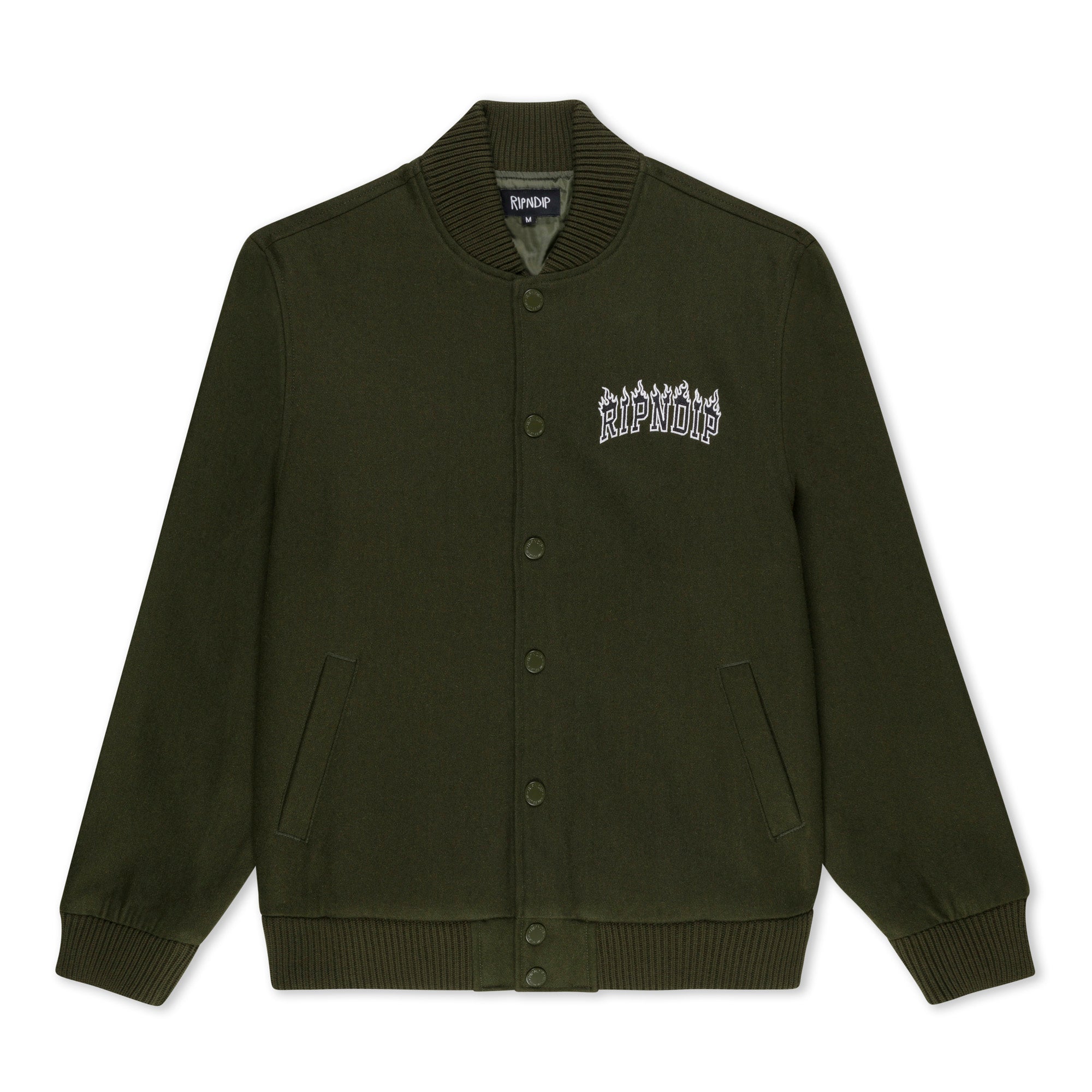 RIPNDIP Inferno Varsity Jacket (Light Forest)