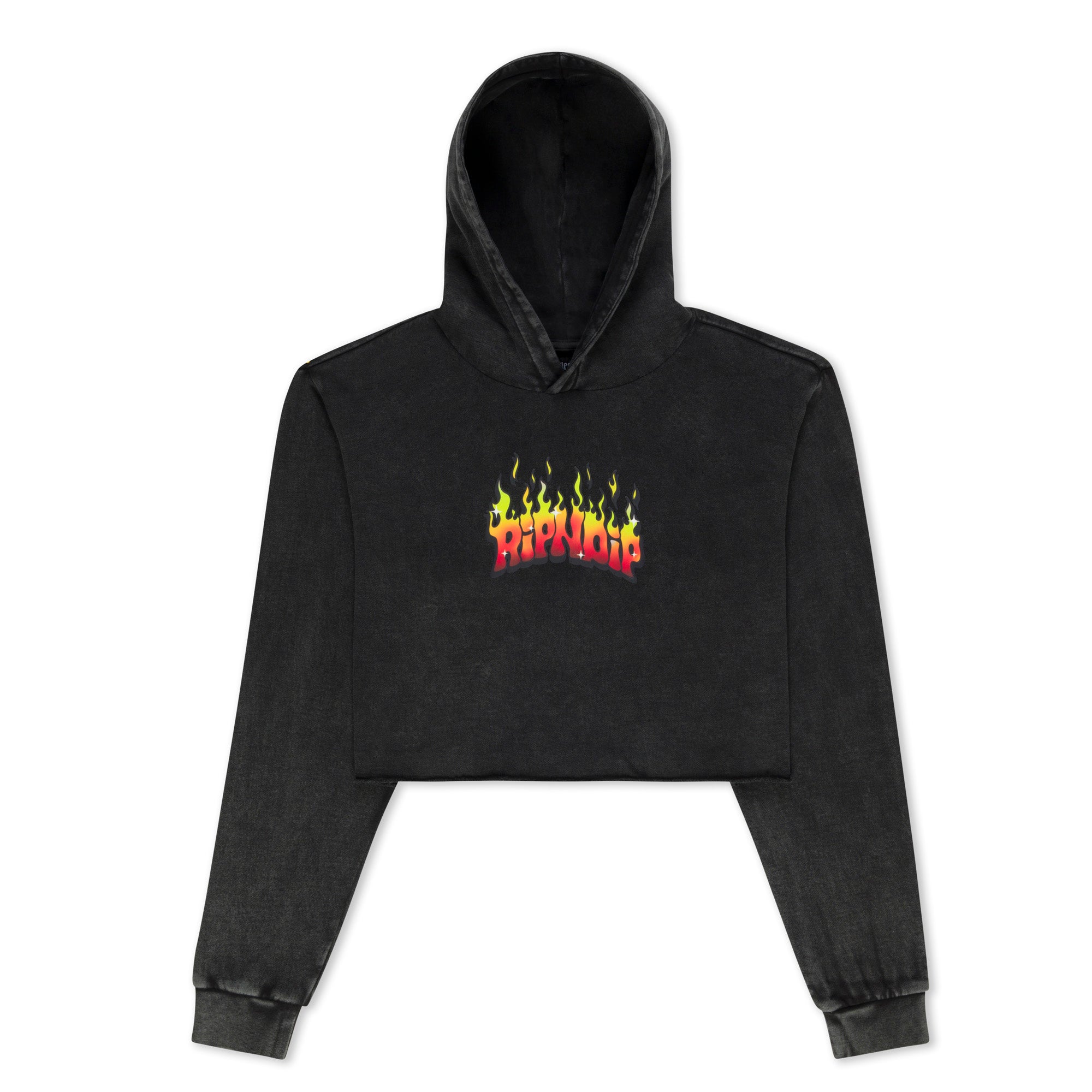 RIPNDIP Scary Cute Cropped Hoodie (Black Wash)