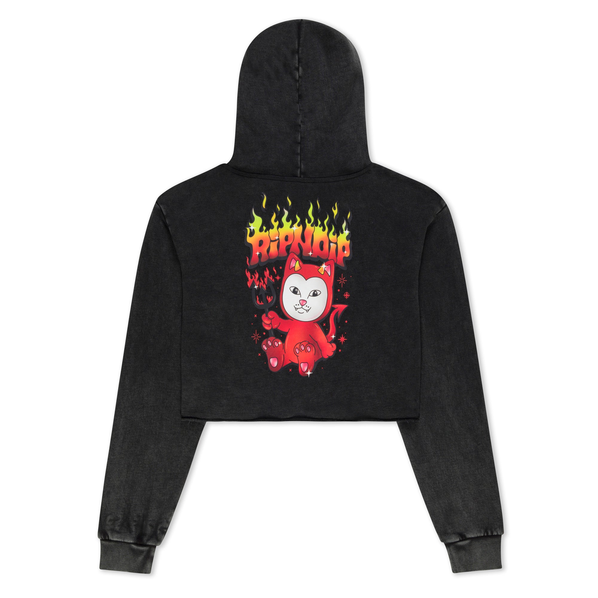 RIPNDIP Scary Cute Cropped Hoodie (Black Wash)