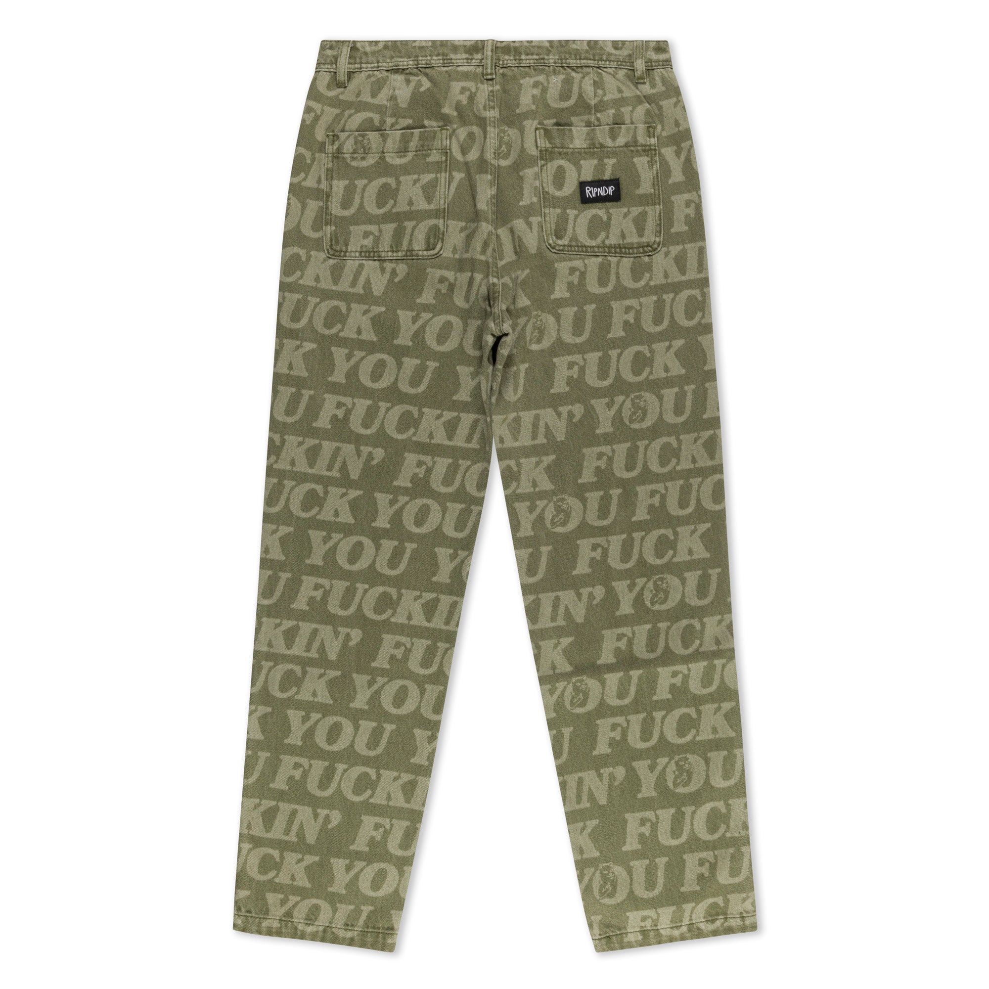 RIPNDIP F.U.F.F. Washed Denim Pants (Light Olive Denim)