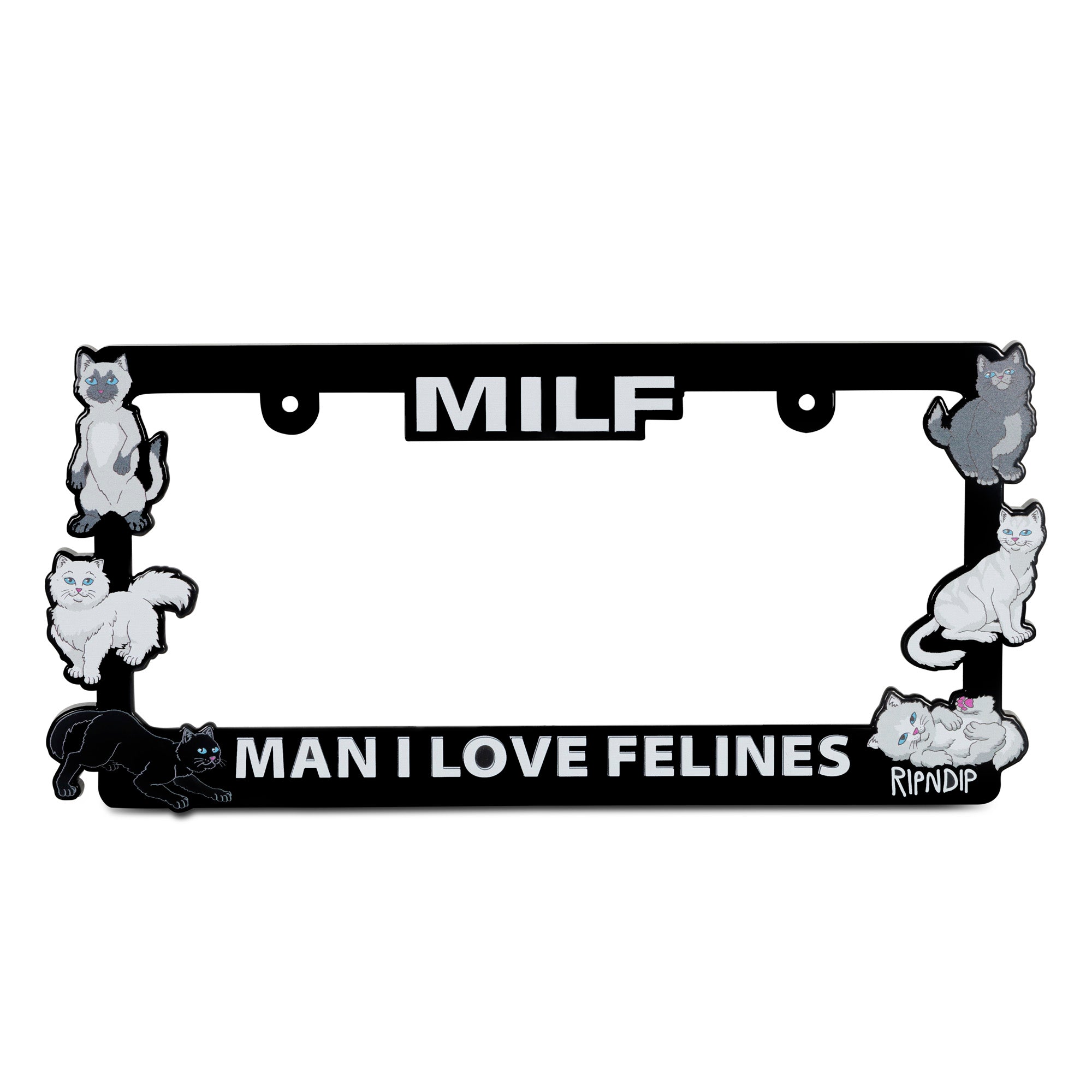 RIPNDIP Man I Love Felines License Plate Holder (Black)