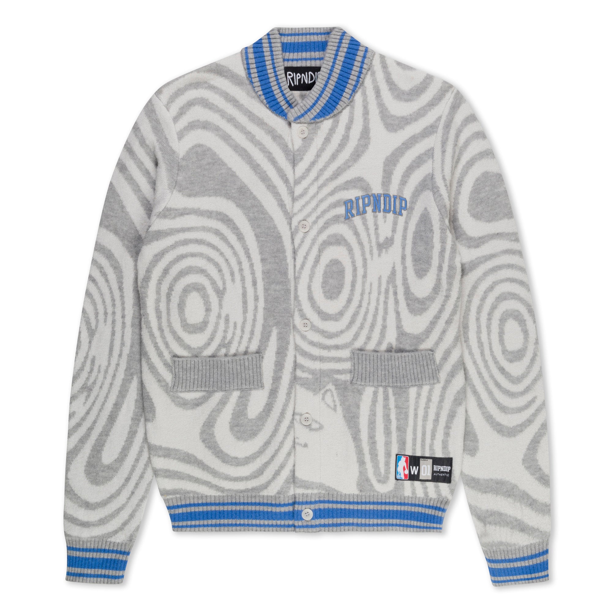 RIPNDIP Hypnotic Team Spirit Knit Cardigan (Grey/Light Blue)