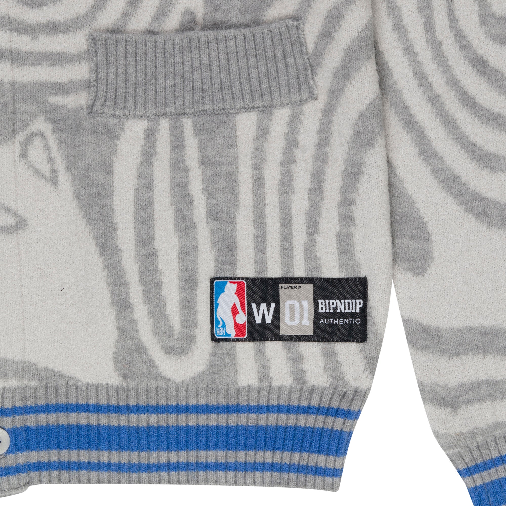 RIPNDIP Hypnotic Team Spirit Knit Cardigan (Grey/Light Blue)