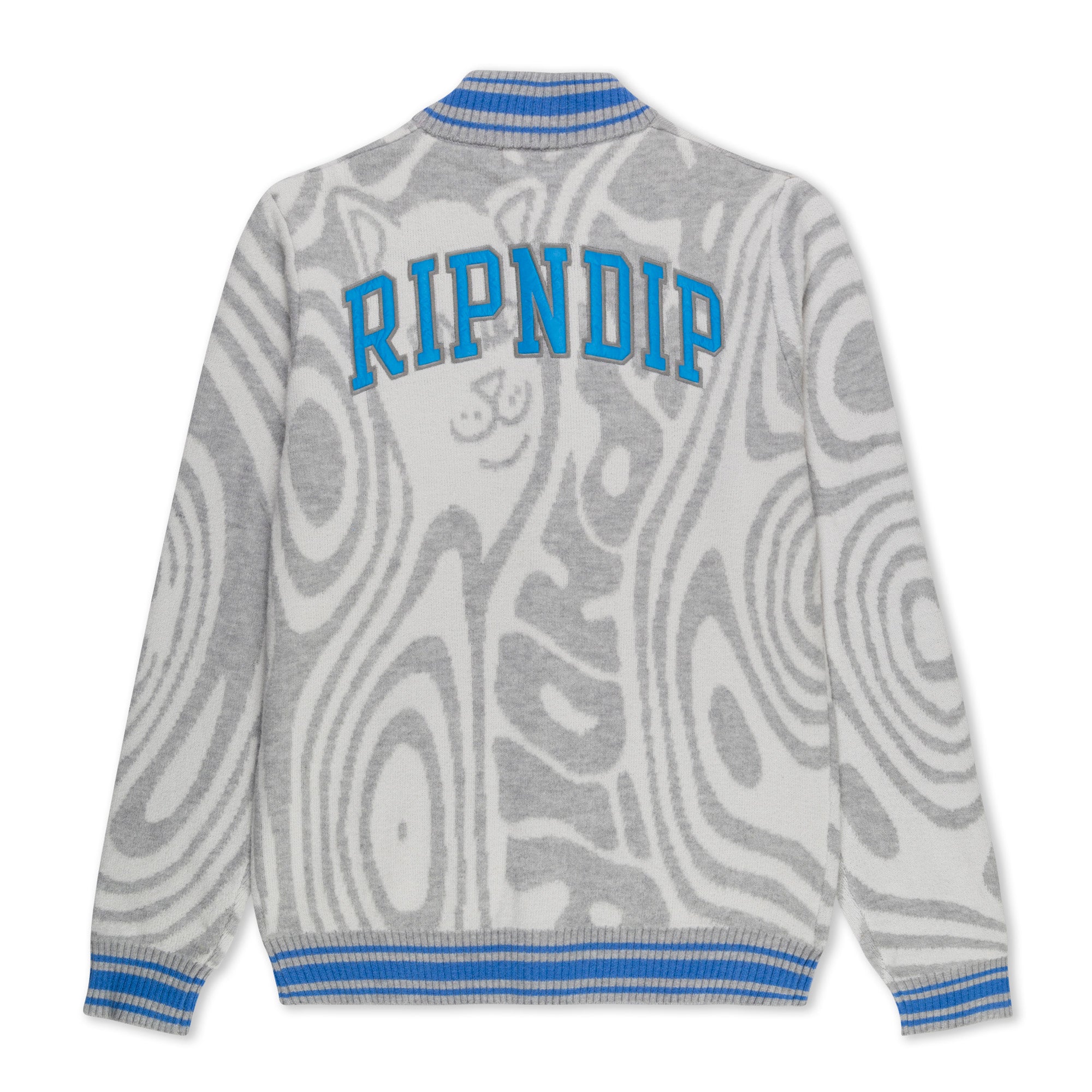 RIPNDIP Hypnotic Team Spirit Knit Cardigan (Grey/Light Blue)