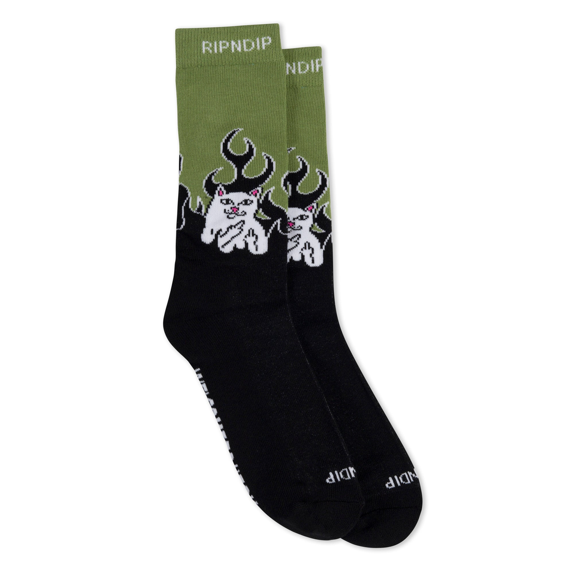 RIPNDIP Welcome To Heck Socks (Black/Light Forest)