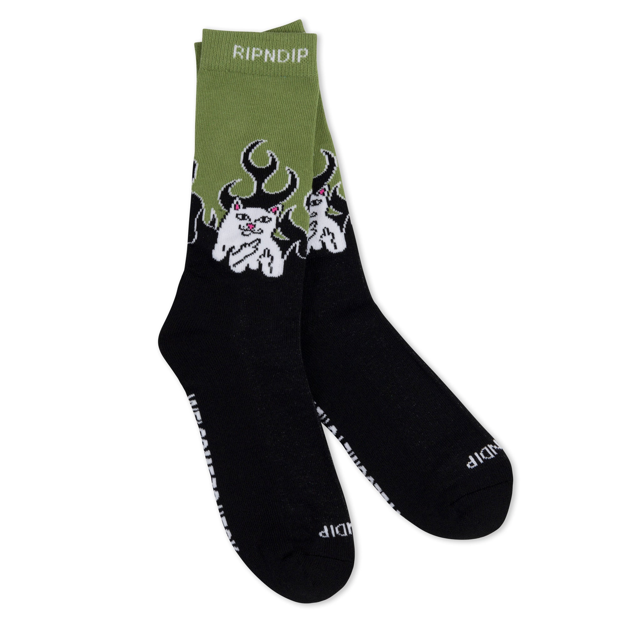 RIPNDIP Welcome To Heck Socks (Black/Light Forest)