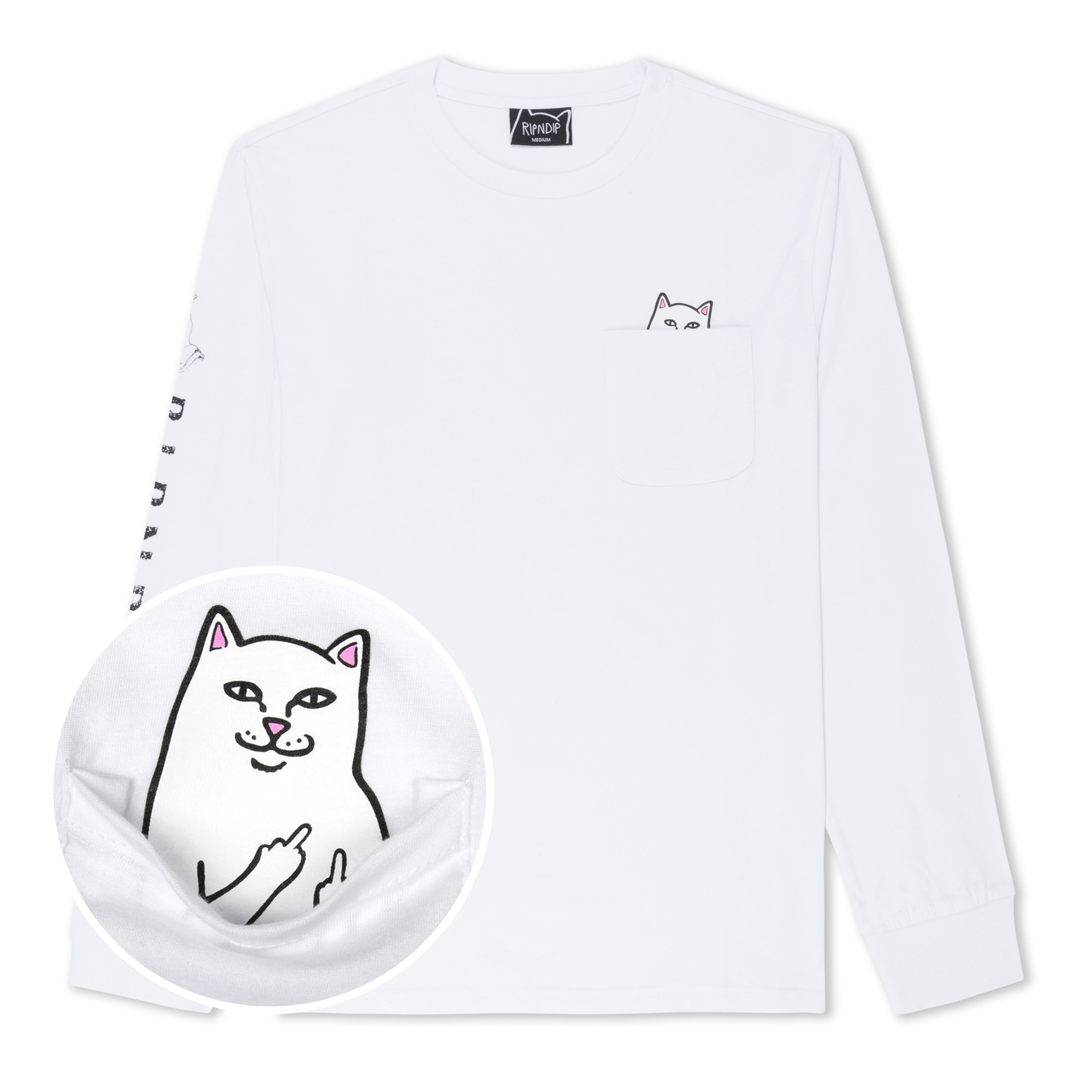 RIPNDIP Lord Nermal L/S Pocket Tee (White)