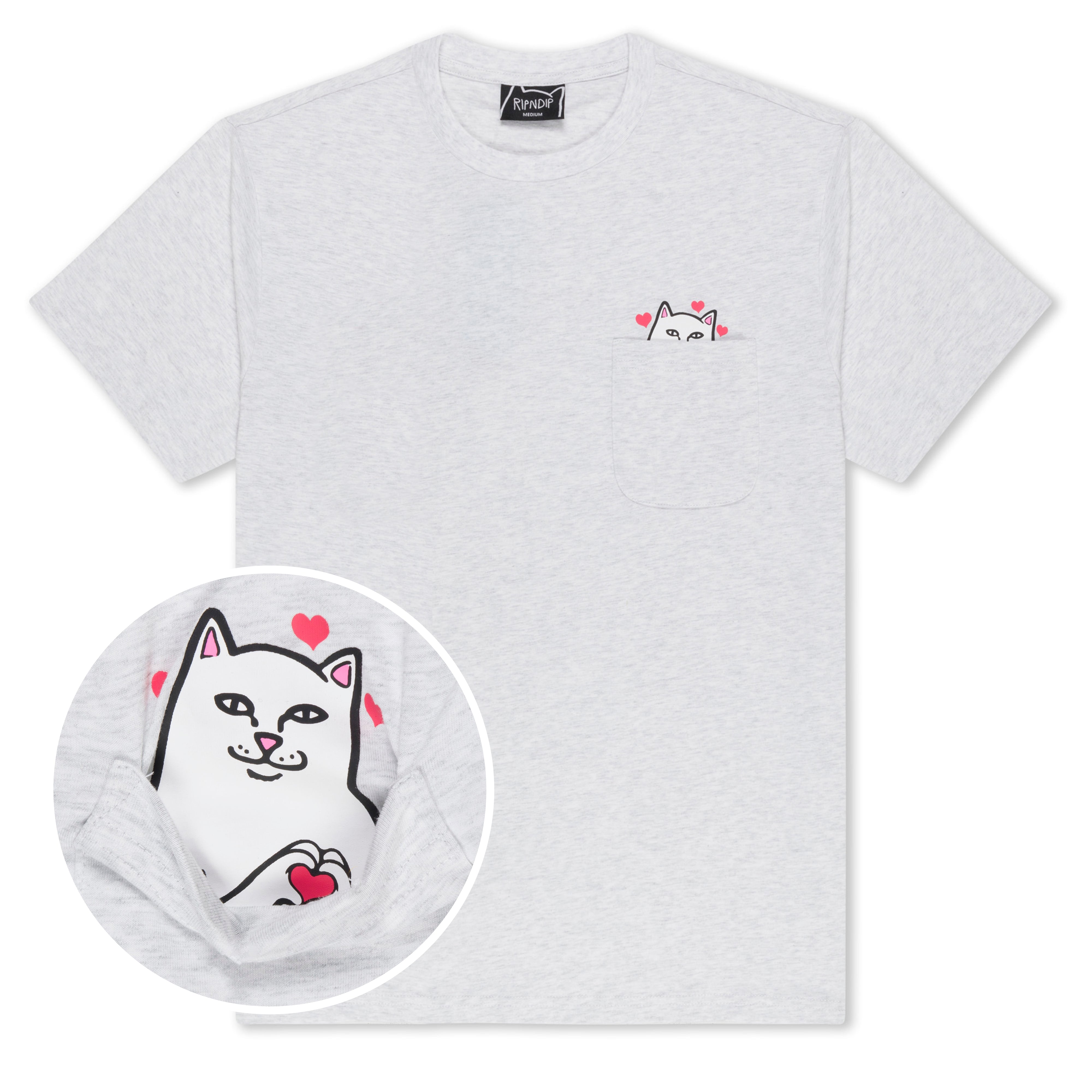 RIPNDIP Nermal Loves Pocket Tee (Ash Heather)