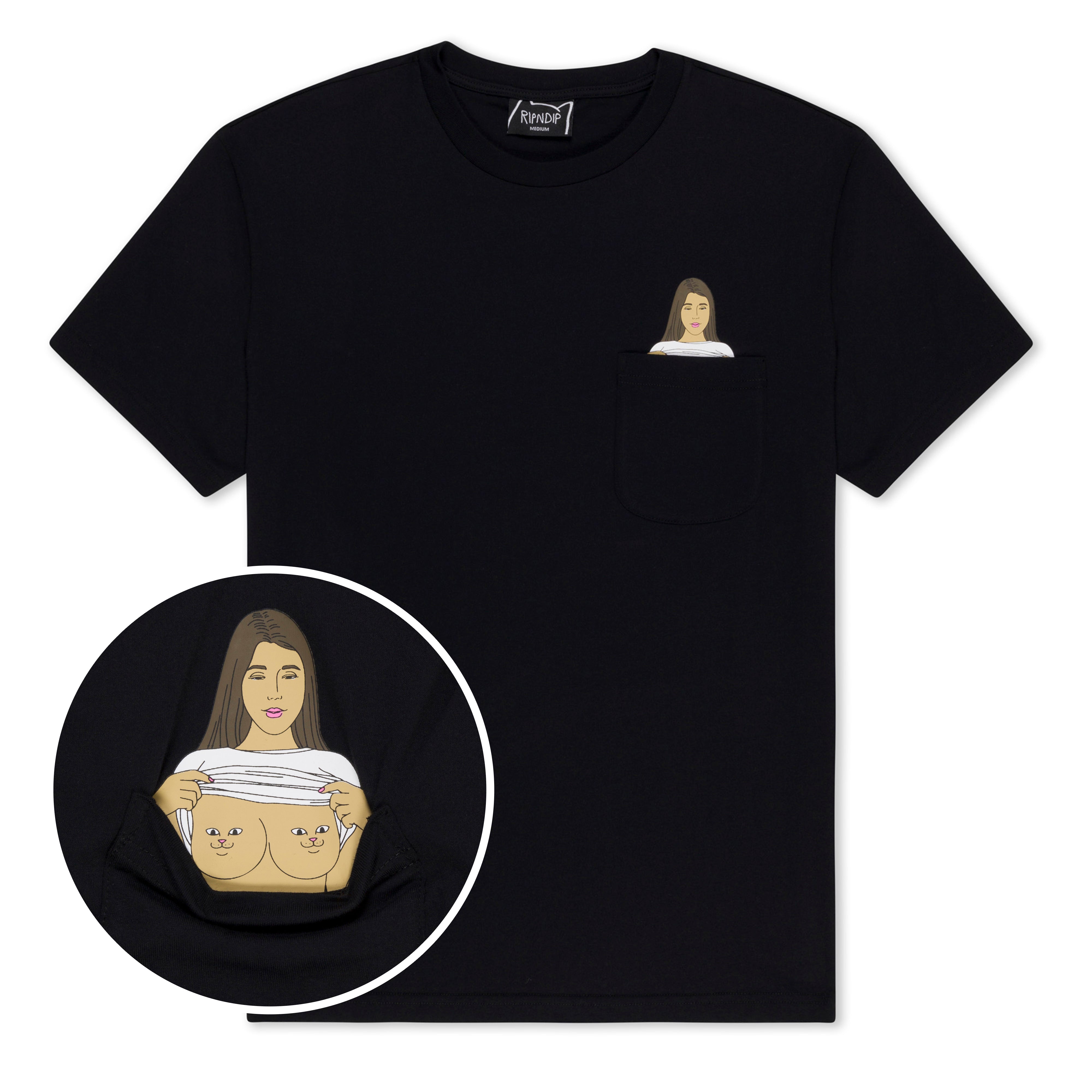 RIPNDIP Flashing Kittys Pocket Tee (Black)