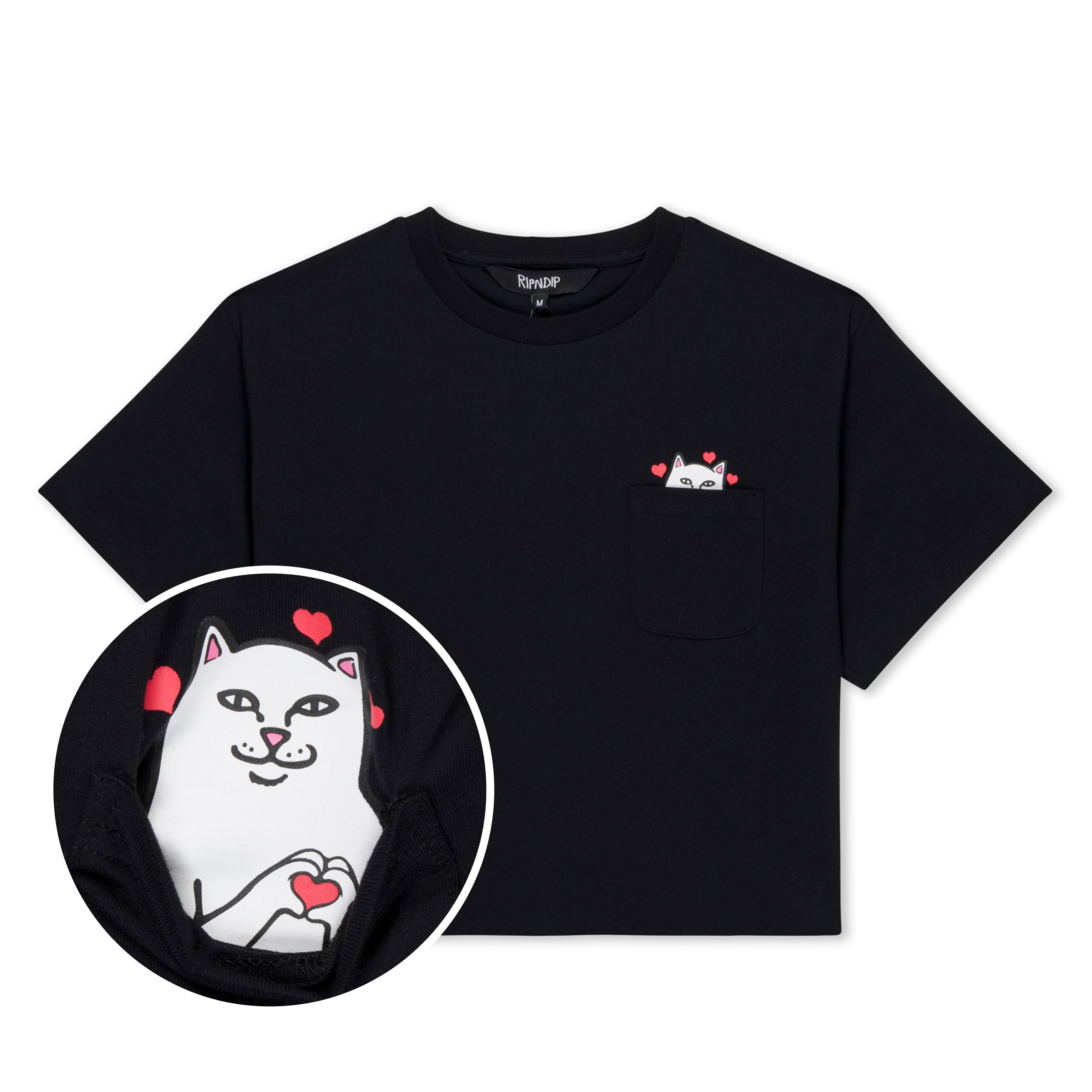 Nermal Loves Cropped Baby Pocket Tee (Black)