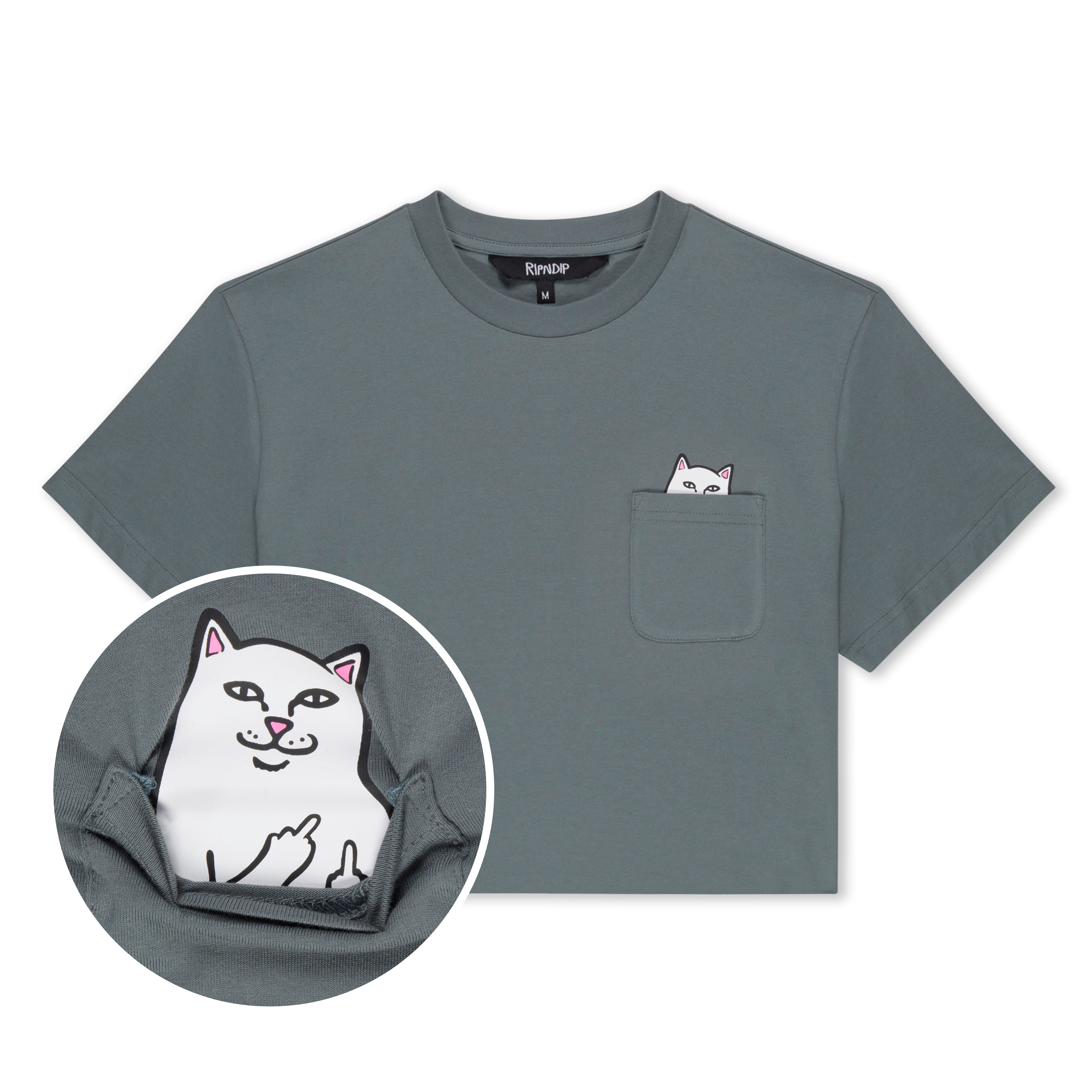 RIPNDIP Lord Nermal Cropped Baby Pocket Tee (Charcoal)