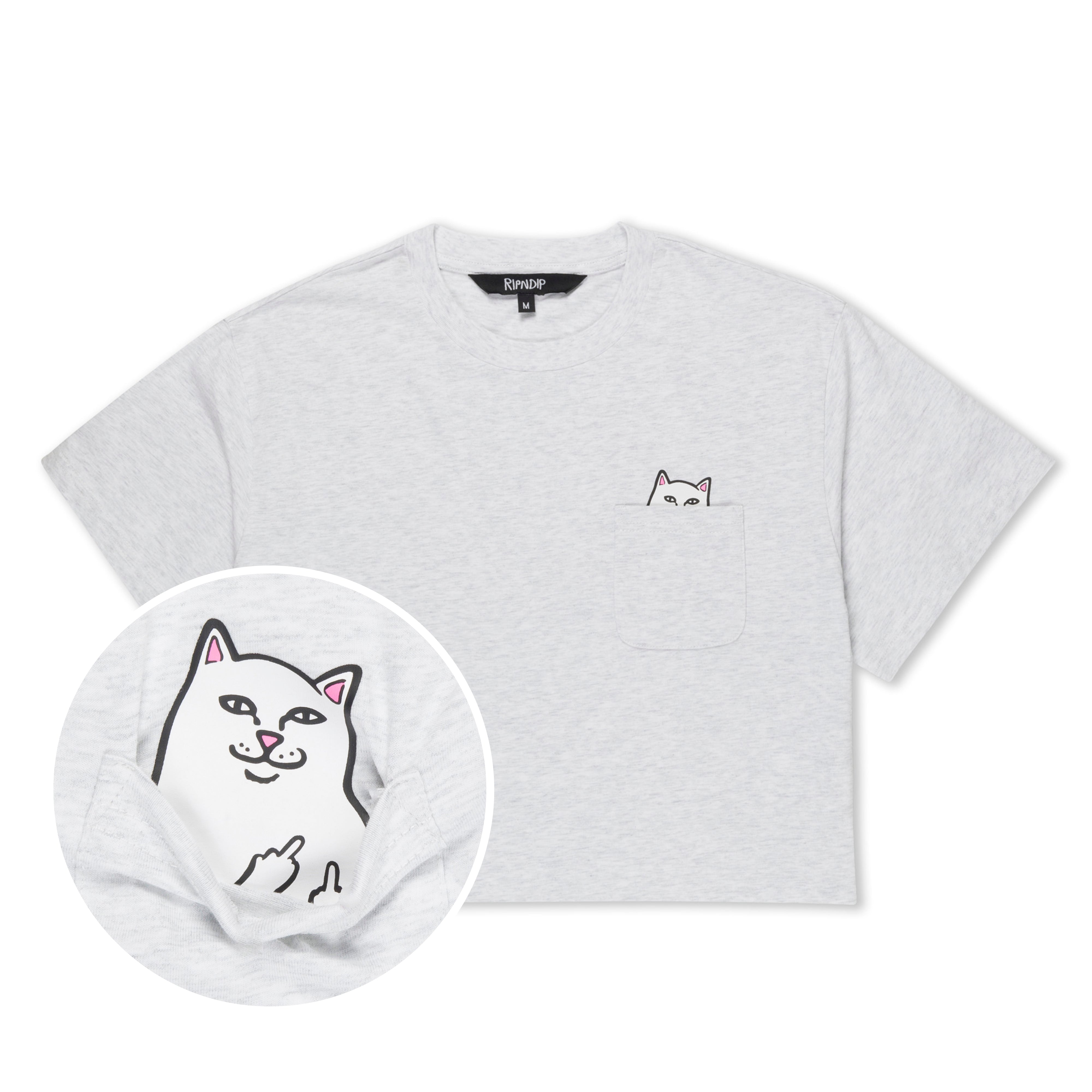 RIPNDIP Lord Nermal Cropped Baby Pocket Tee (Ash Heather)