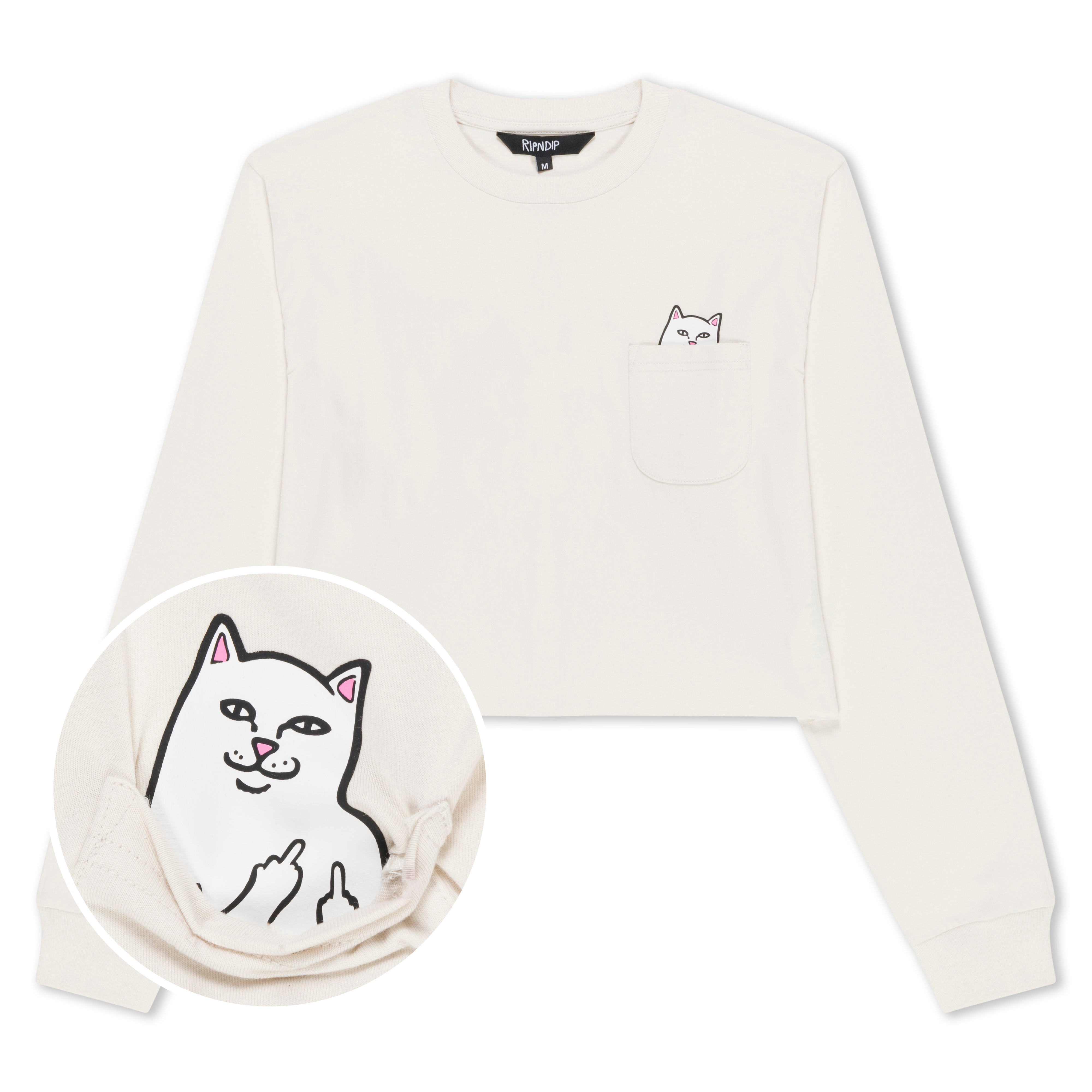 RIPNDIP Lord Nermal Cropped LS Pocket Tee (Warm Grey)