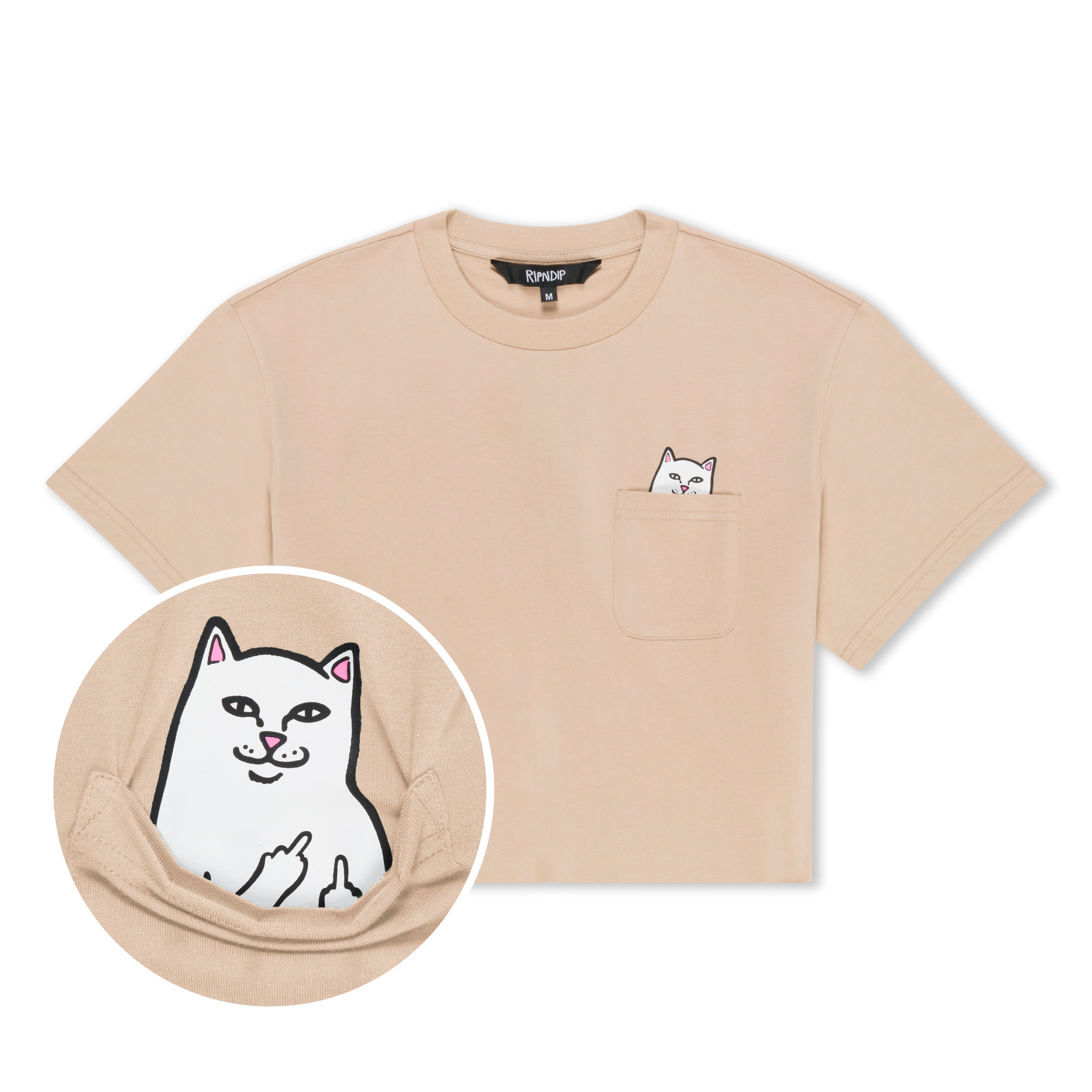 RIPNDIP Lord Nermal Cropped Baby Pocket Tee (Almond)