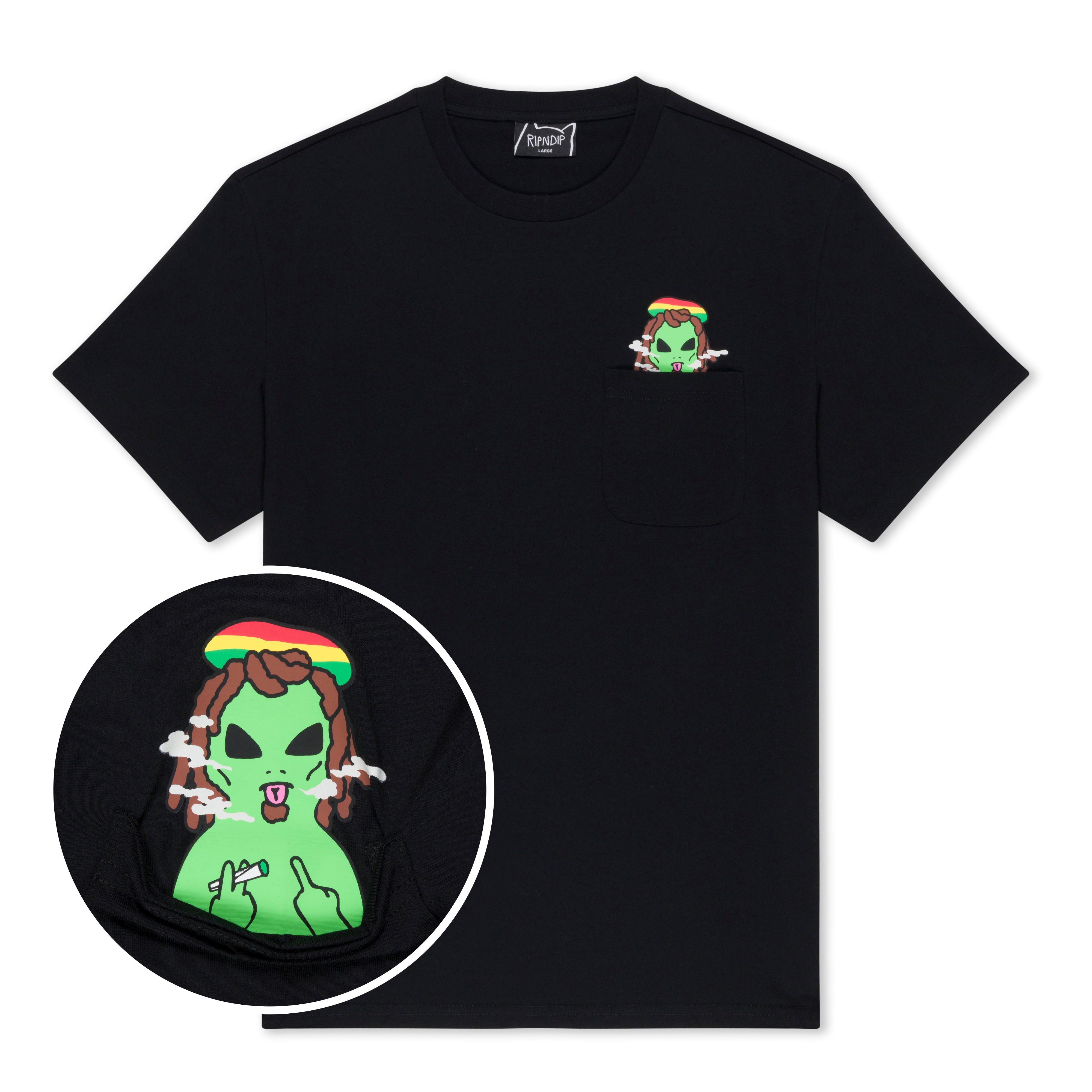 RIPNDIP Smoking Rasta Alien Pocket Tee (Black)