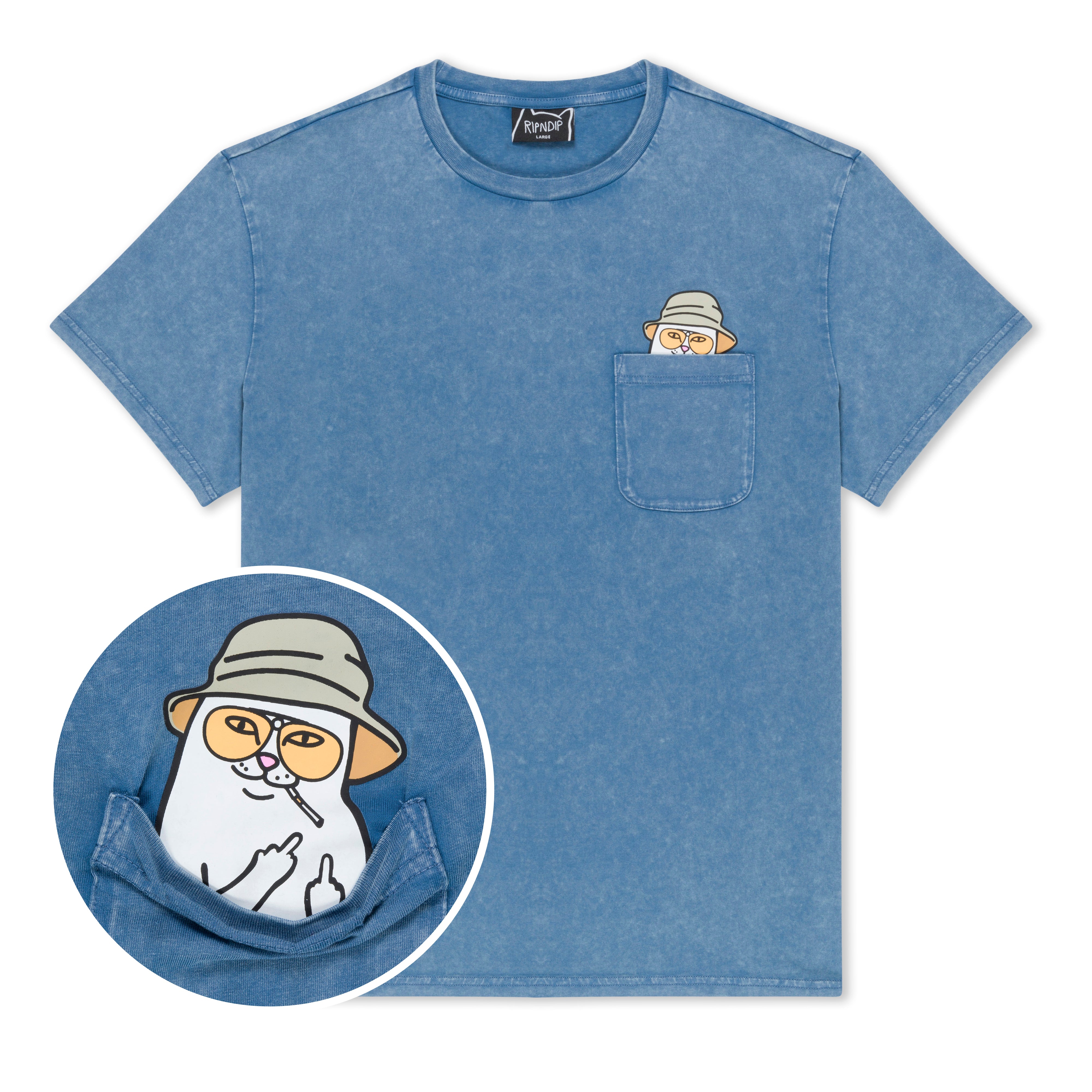 RIPNDIP Nermal S Thompson Pocket Tee (Slate Mineral Wash)