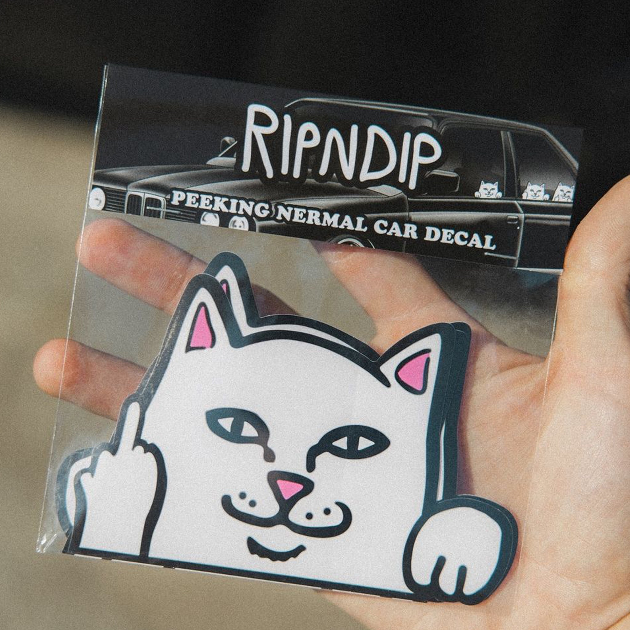 RIPNDIP Peeking Nermal Car Sticker Pack (White)