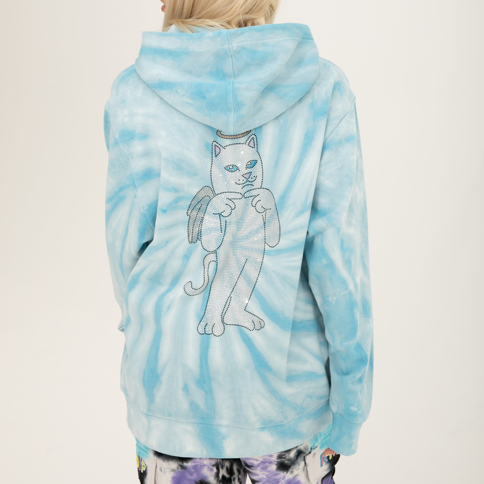 RIPNDIP Sent From Heaven Hoodie (Light Blue Spiral Dye)