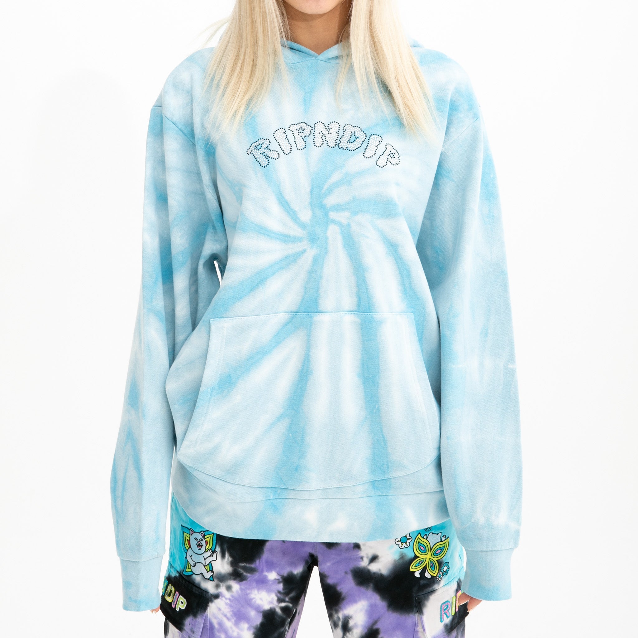 RIPNDIP Sent From Heaven Hoodie (Light Blue Spiral Dye)