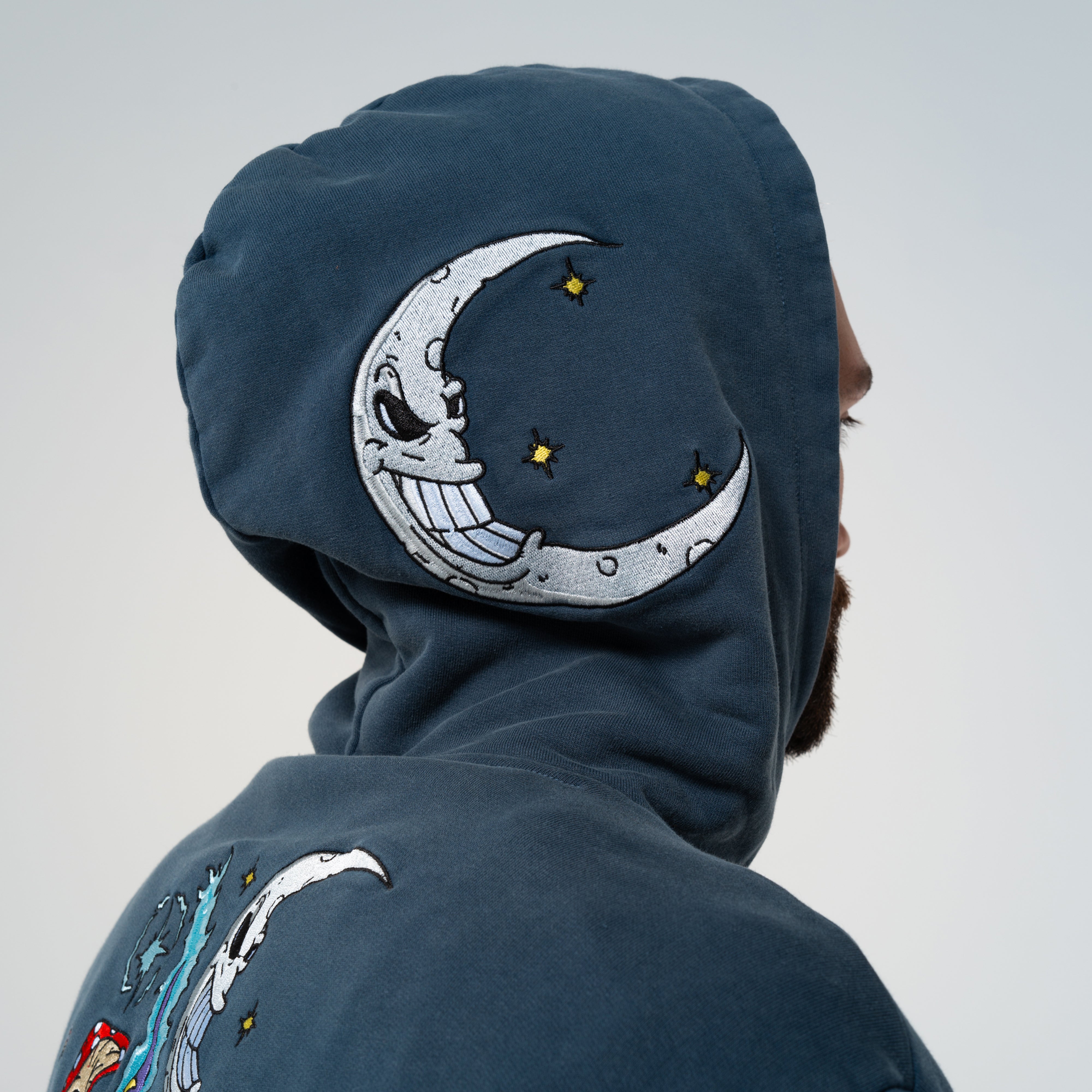 RIPNDIP Oracle Double Hood Hoodie (Navy Mineral Wash)