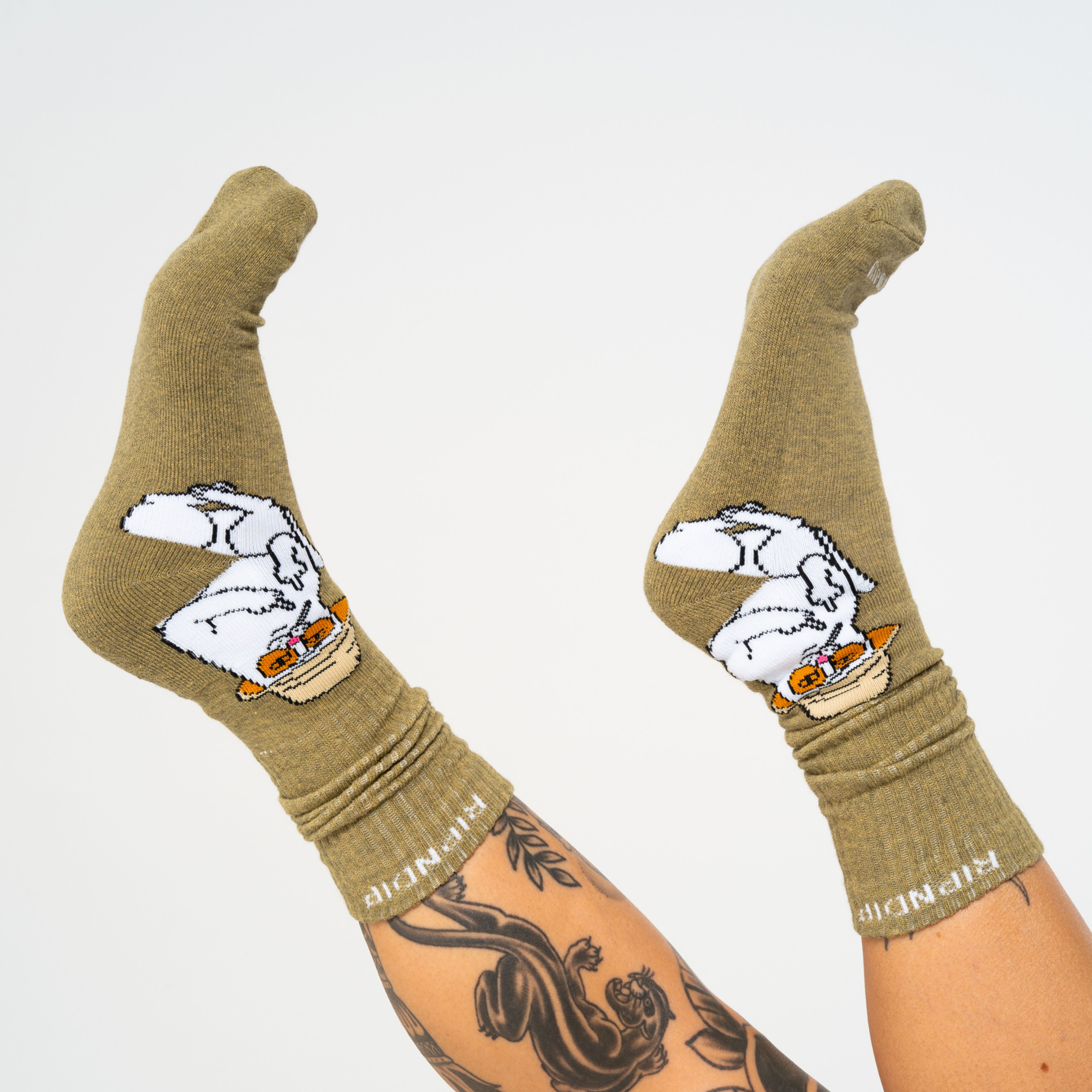 RIPNDIP Nermal S Thompson Socks (Heather Olive)