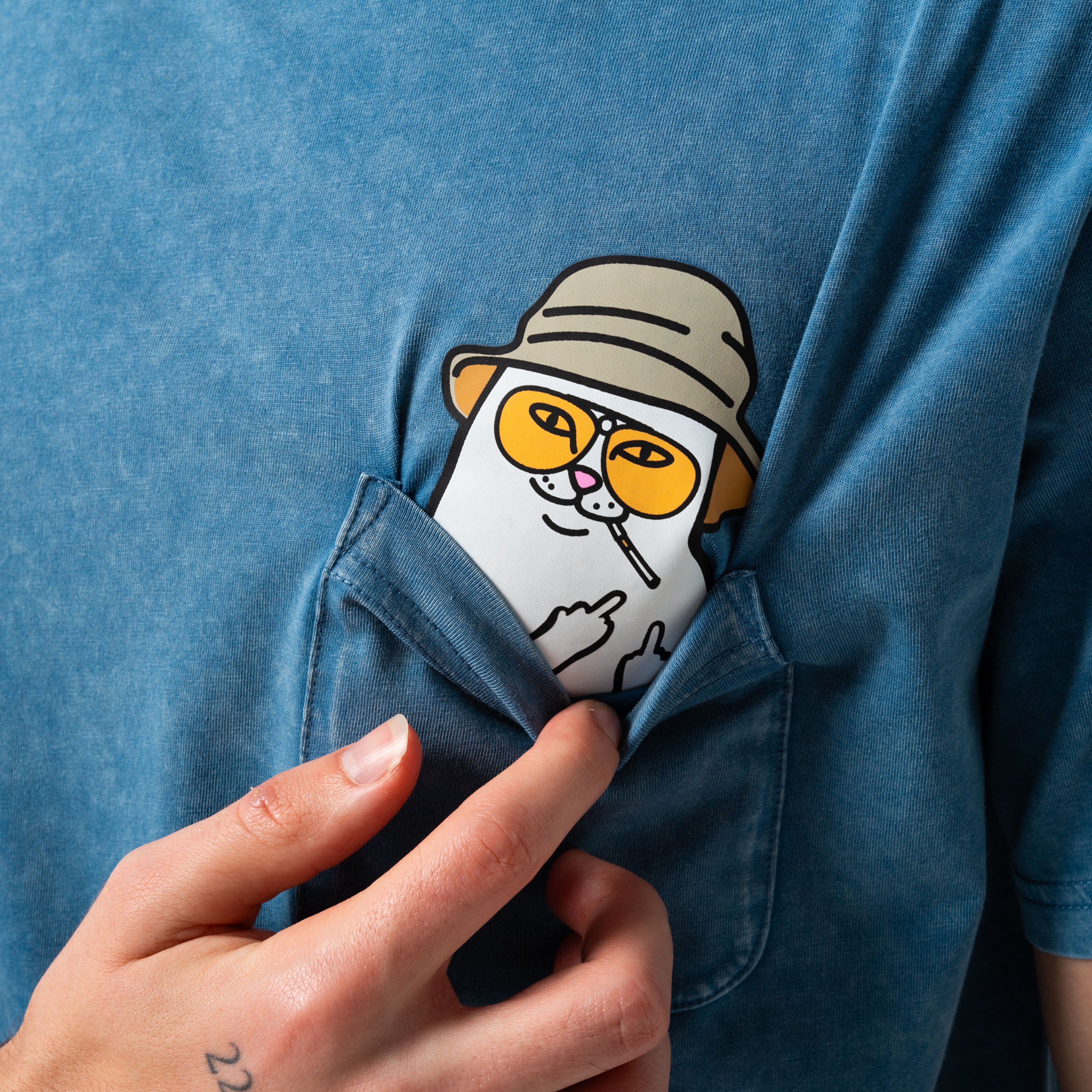 RIPNDIP Nermal S Thompson Pocket Tee (Slate Mineral Wash)