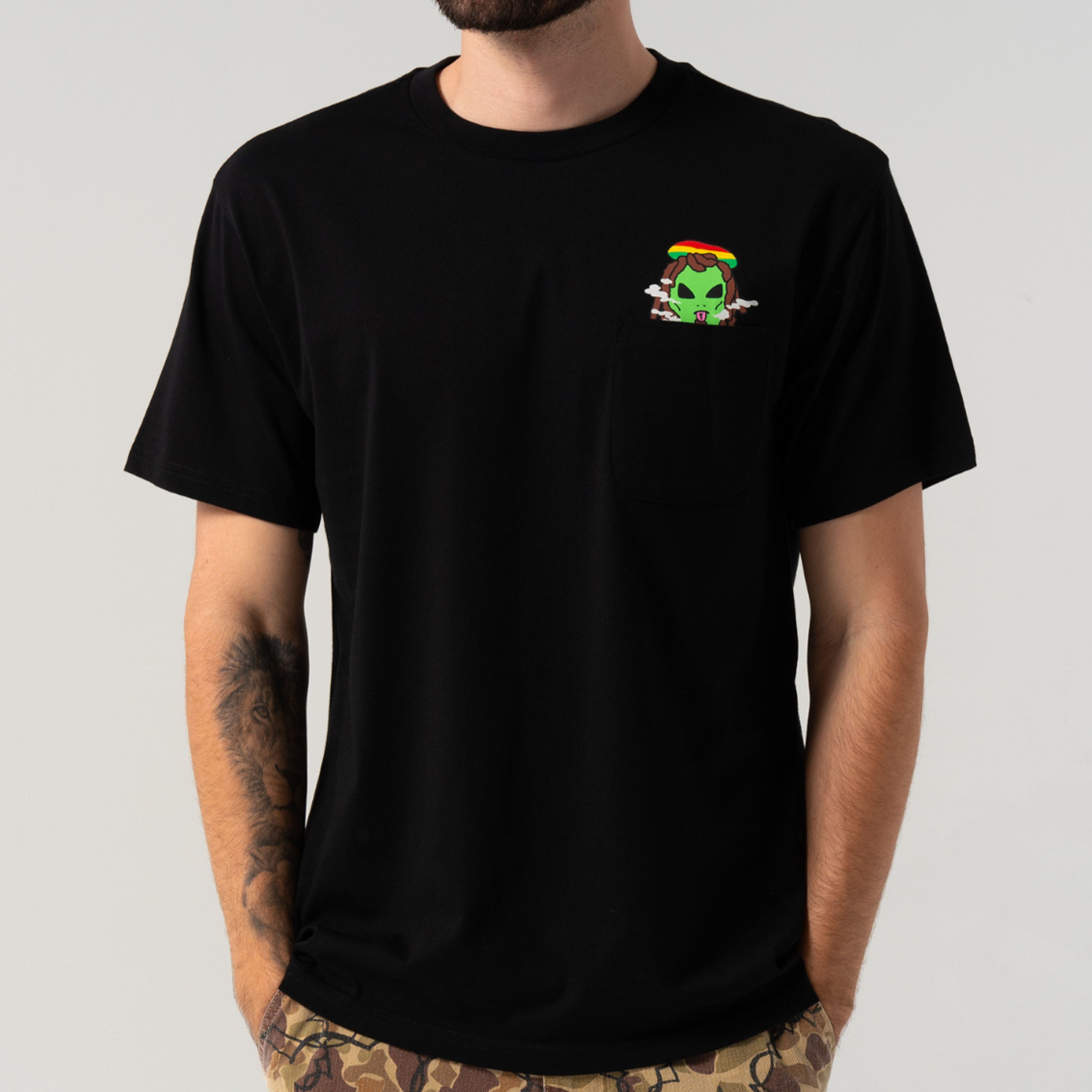 RIPNDIP Smoking Rasta Alien Pocket Tee (Black)