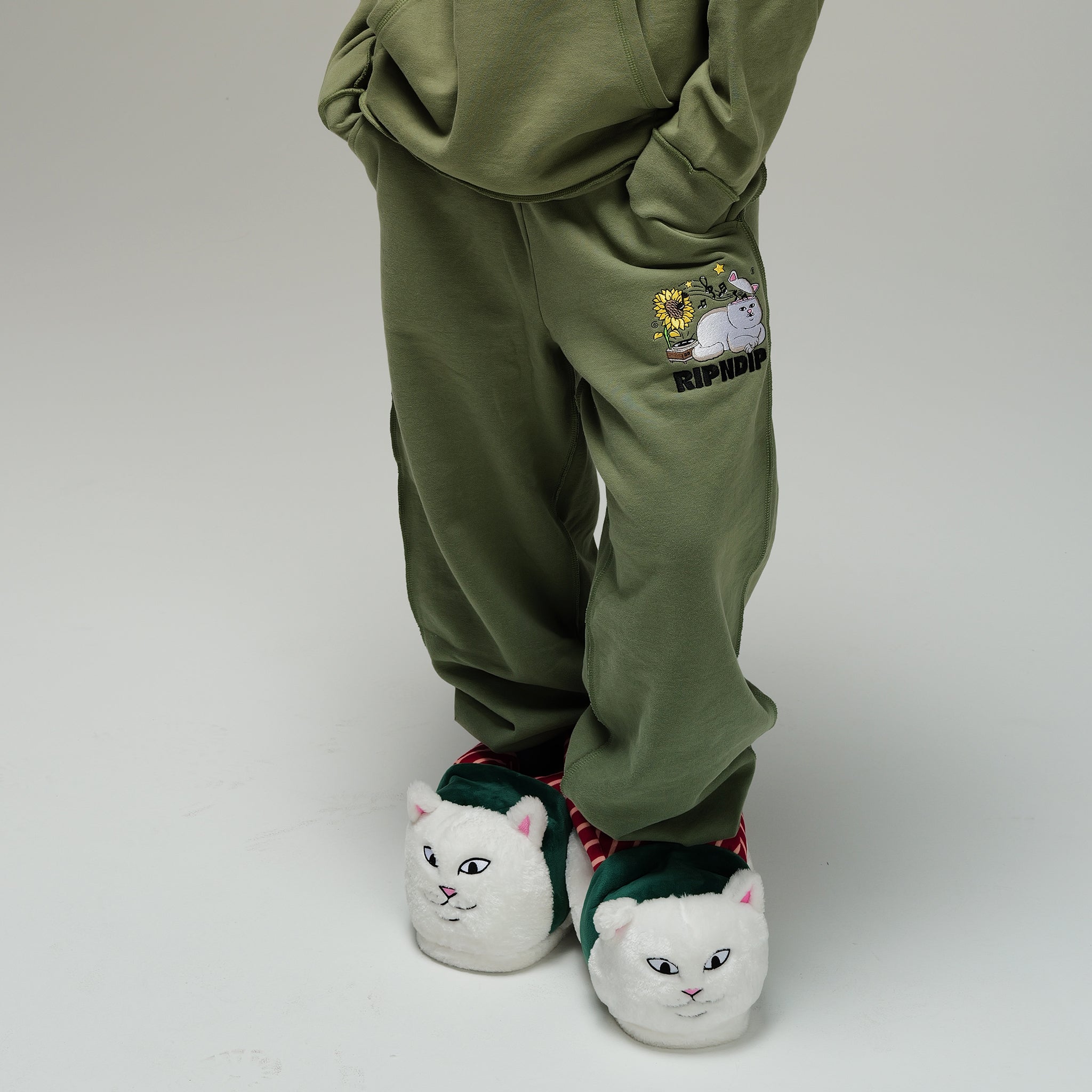 RIPNDIP No Music No Life Sweatpants (Dusty Olive)