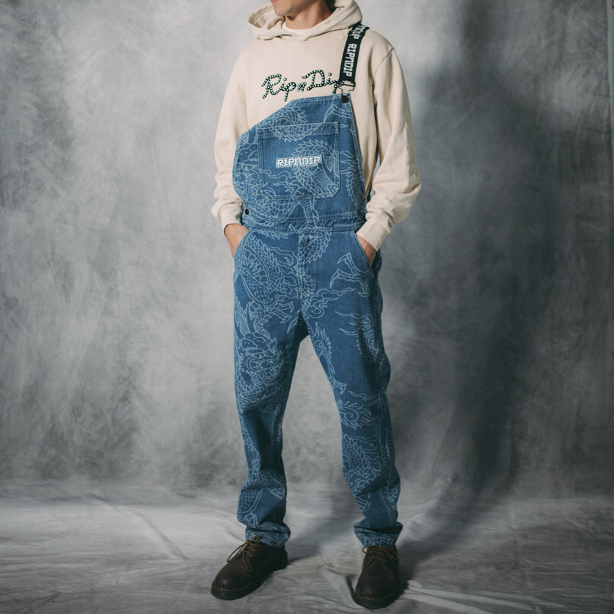 RIPNDIP Haku Denim Overalls (Dark Wash)