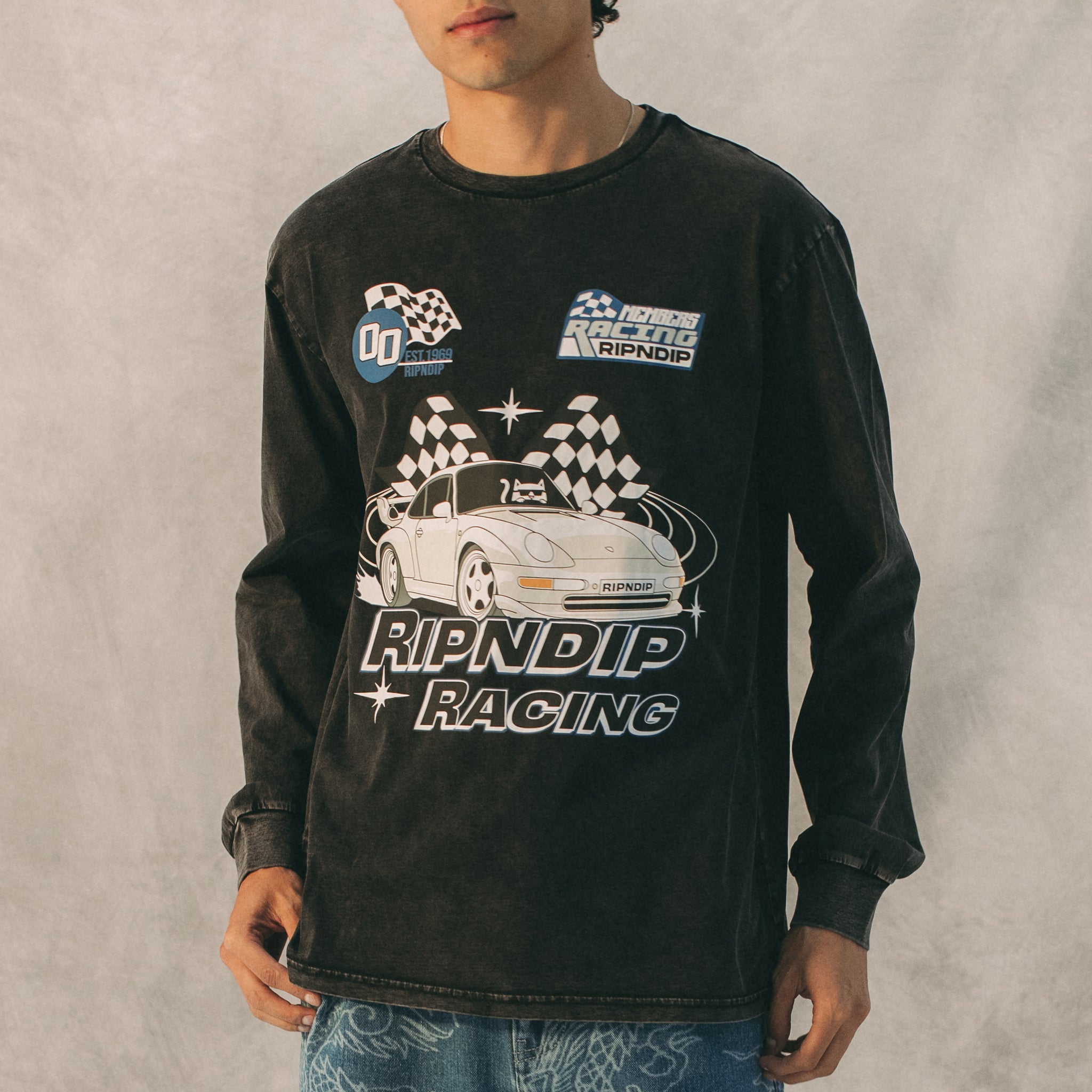 RIPNDIP Ripnrace Long Sleeve (Black Wash)